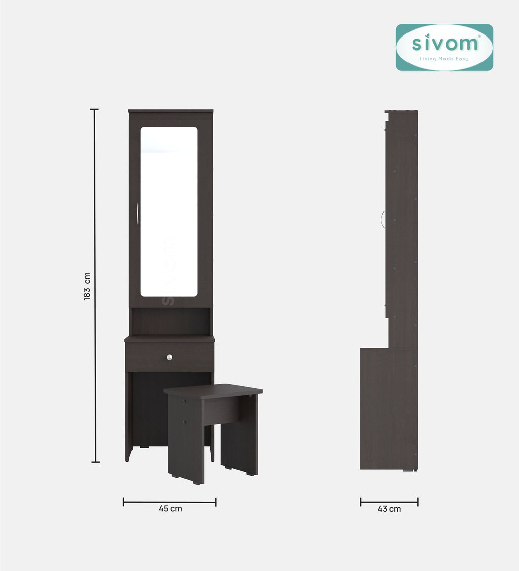 Sivom SIVOM Slumber Dressing Table with Stool Engineered Wood Dressing Table for Modern Homes | Elegant Design & Premium Finish