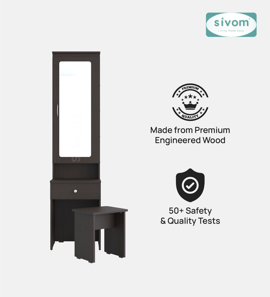 Sivom SIVOM Slumber Dressing Table with Stool Engineered Wood Dressing Table for Modern Homes | Elegant Design & Premium Finish