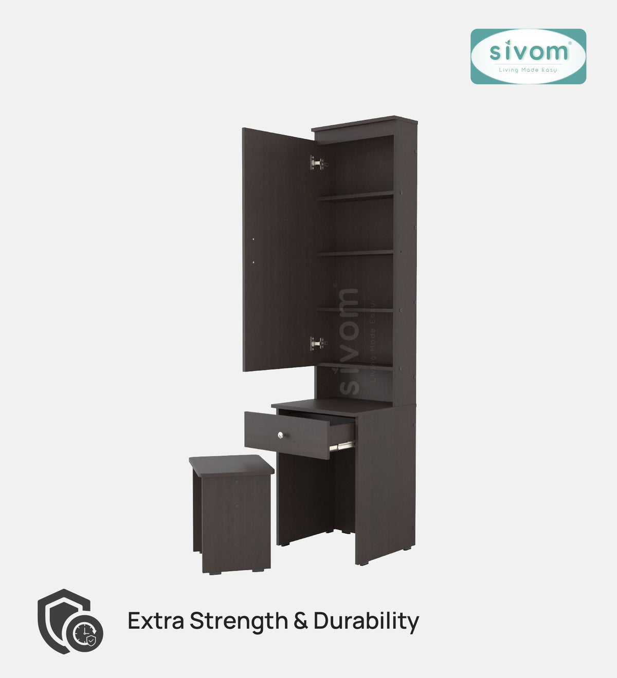 Sivom SIVOM Slumber Dressing Table with Stool Engineered Wood Dressing Table for Modern Homes | Elegant Design & Premium Finish
