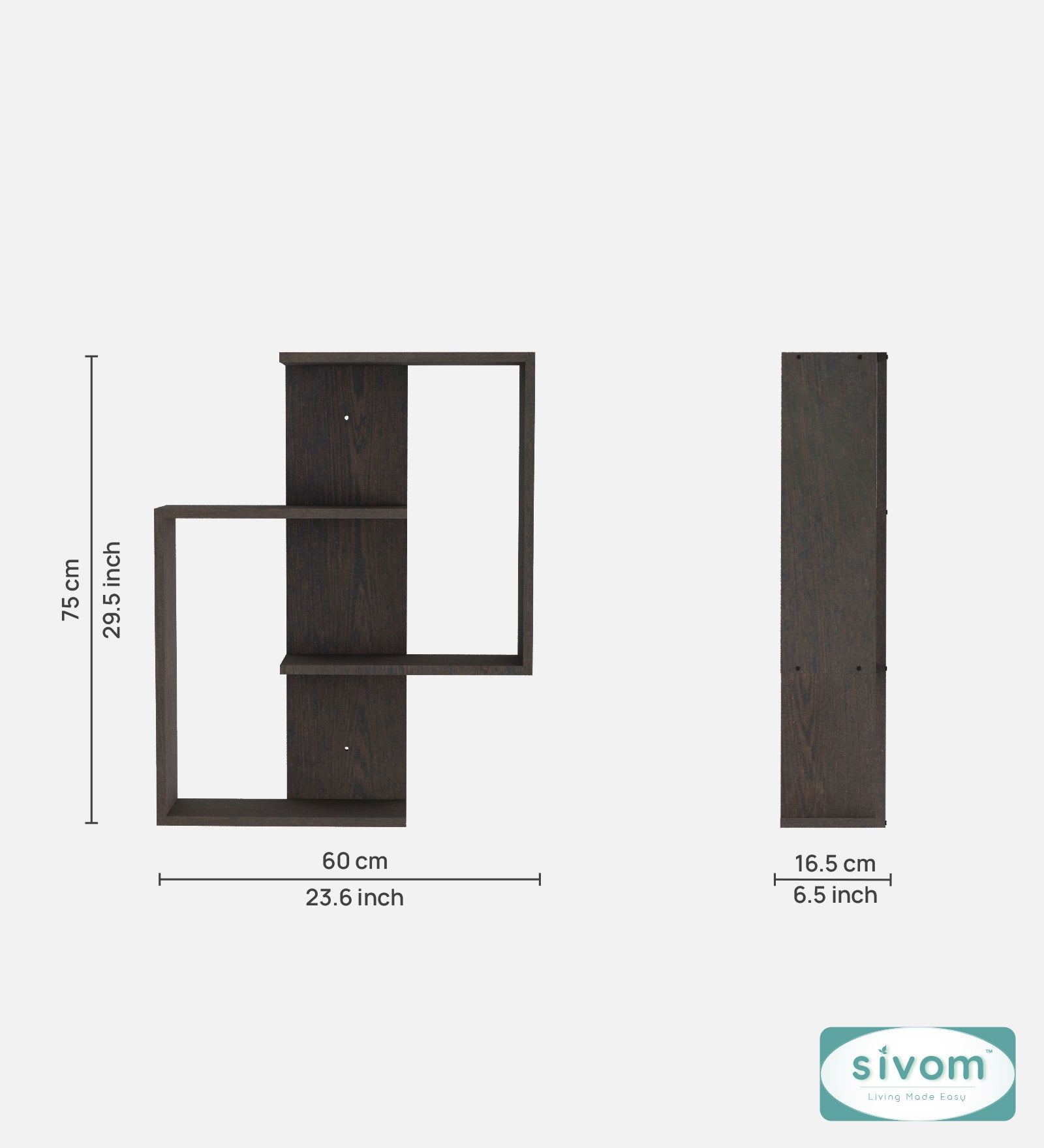 Sivom SIVOM ALEN Multipurpose Modular Wall Racks/Shelves/Organiser/Décor Particle Board Wall Shelf (Number of Shelves - 4, ) for Modern Homes | Elegant Design & Premium Finish