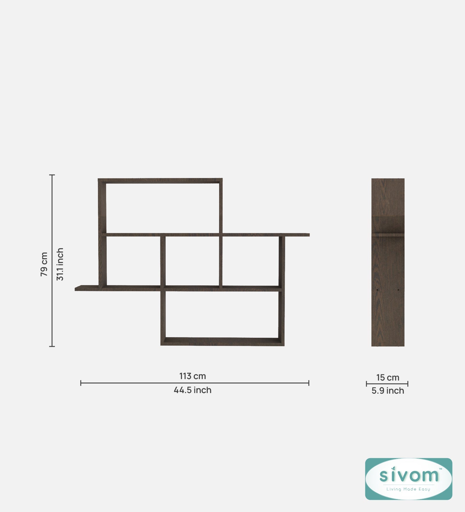 Sivom SIVOM CEDRIC Multipurpose Modular Wall Racks/Shelves/Organiser/Décor Particle Board Wall Shelf (Number of Shelves - 6, ) for Modern Homes | Elegant Design & Premium Finish