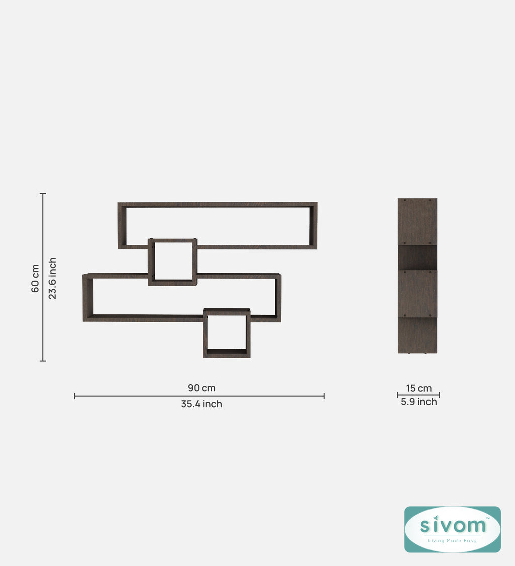 Sivom SIVOM CLAY Multipurpose Modular Wall Racks/Shelves/Organiser/Décor Particle Board Wall Shelf (Number of Shelves - 4, ) for Modern Homes | Elegant Design & Premium Finish