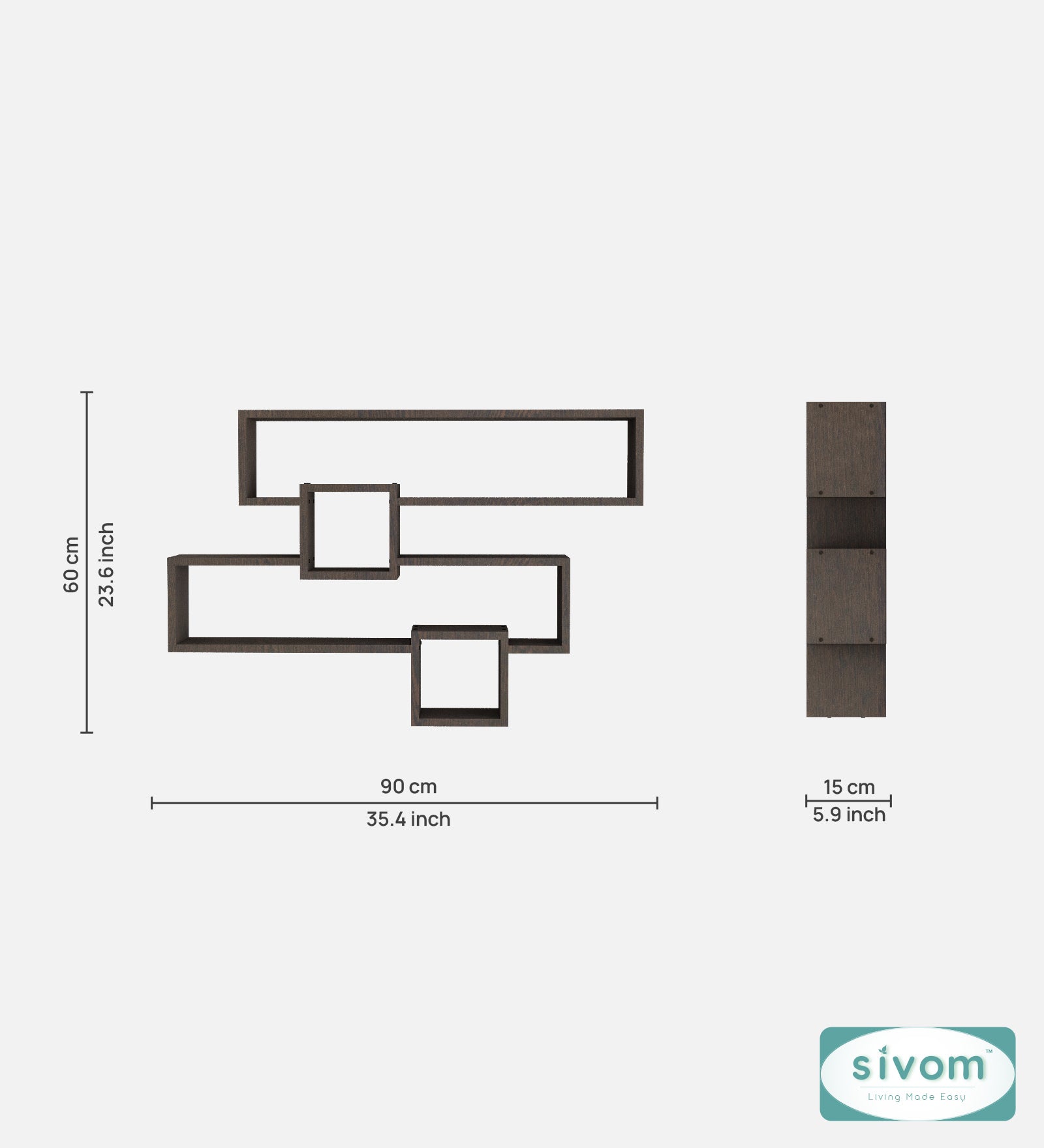 Sivom SIVOM CLAY Multipurpose Modular Wall Racks/Shelves/Organiser/Décor Particle Board Wall Shelf (Number of Shelves - 4, ) for Modern Homes | Elegant Design & Premium Finish