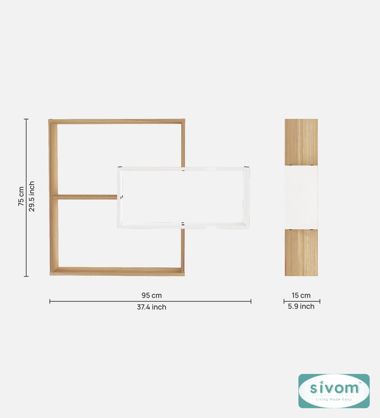 Sivom SIVOM CRIP Multipurpose Modular Wall Racks/Shelves/Organiser/Décor Particle Board Wall Shelf (Number of Shelves - 5, ) for Modern Homes | Elegant Design & Premium Finish