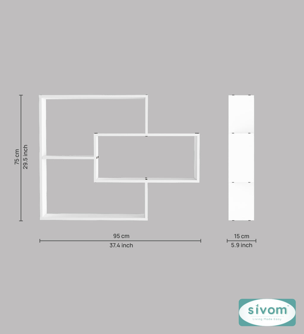 Sivom SIVOM CRIP Multipurpose Modular Wall Racks/Shelves/Organiser/Décor Particle Board Wall Shelf (Number of Shelves - 5, ) for Modern Homes | Elegant Design & Premium Finish