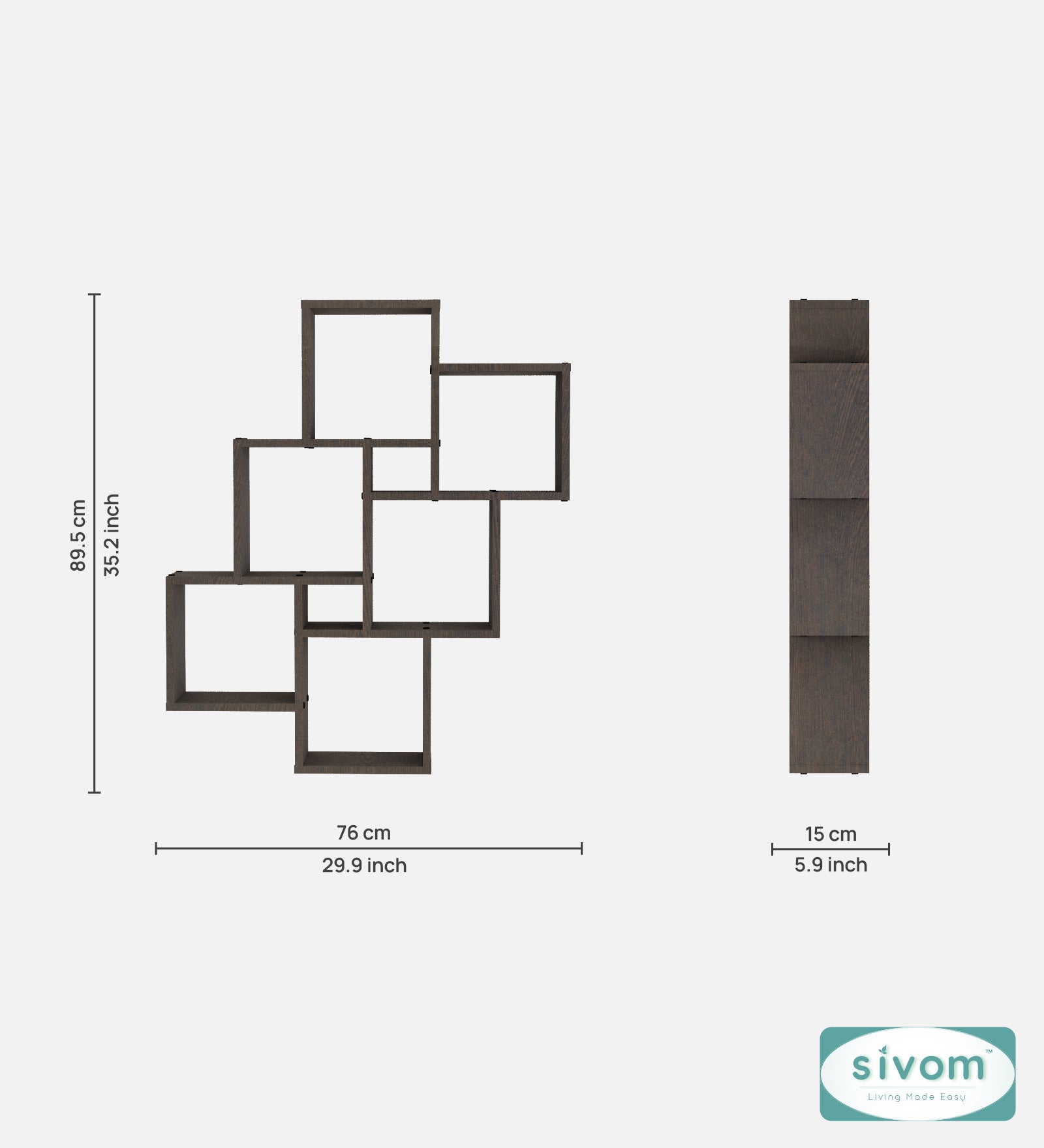 Sivom SIVOM CUBE Multipurpose Modular Wall Racks/Shelves/Organiser/Décor Particle Board Wall Shelf (Number of Shelves - 8, ) for Modern Homes | Elegant Design & Premium Finish