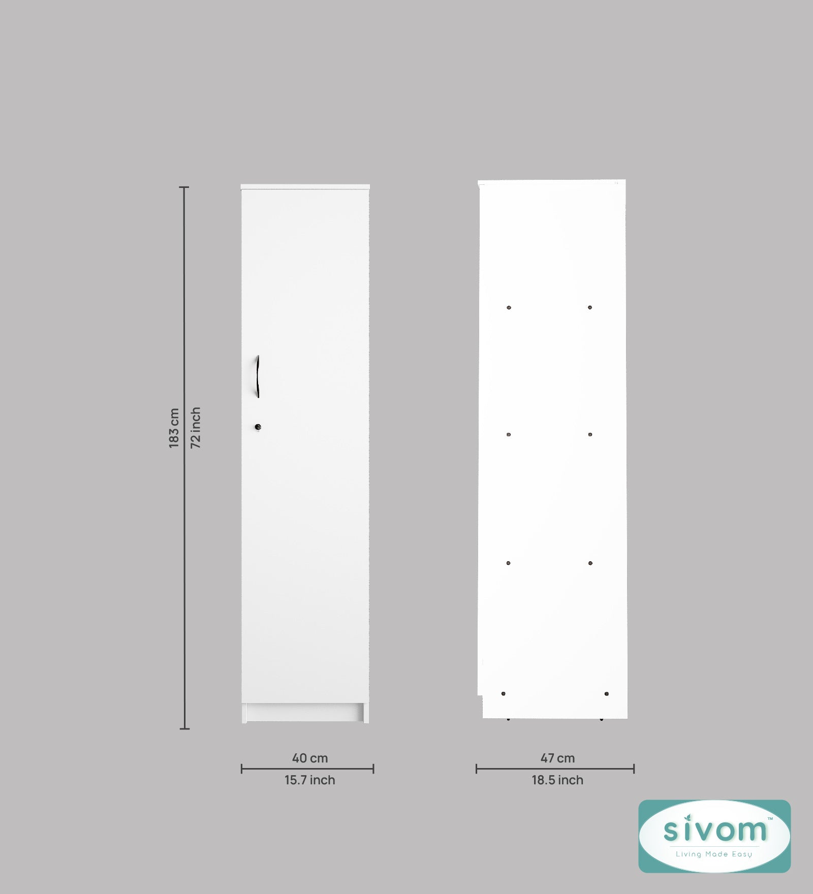 Sivom SIVOM Oliver Multipurpose 1 Door Wardrobe / Spacious 4 Shelves Engineered Wood 1 Door Wardrobe for Modern Homes | Elegant Design & Premium Finish