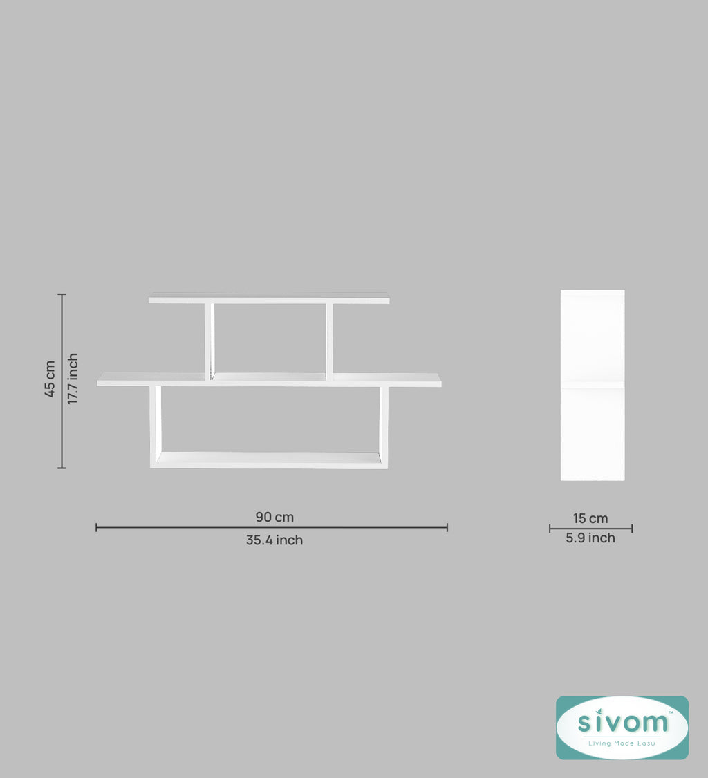Sivom SIVOM ETHAN Multipurpose Modular Wall Racks/Shelves/Organiser/Décor Particle Board Wall Shelf (Number of Shelves - 5, ) for Modern Homes | Elegant Design & Premium Finish