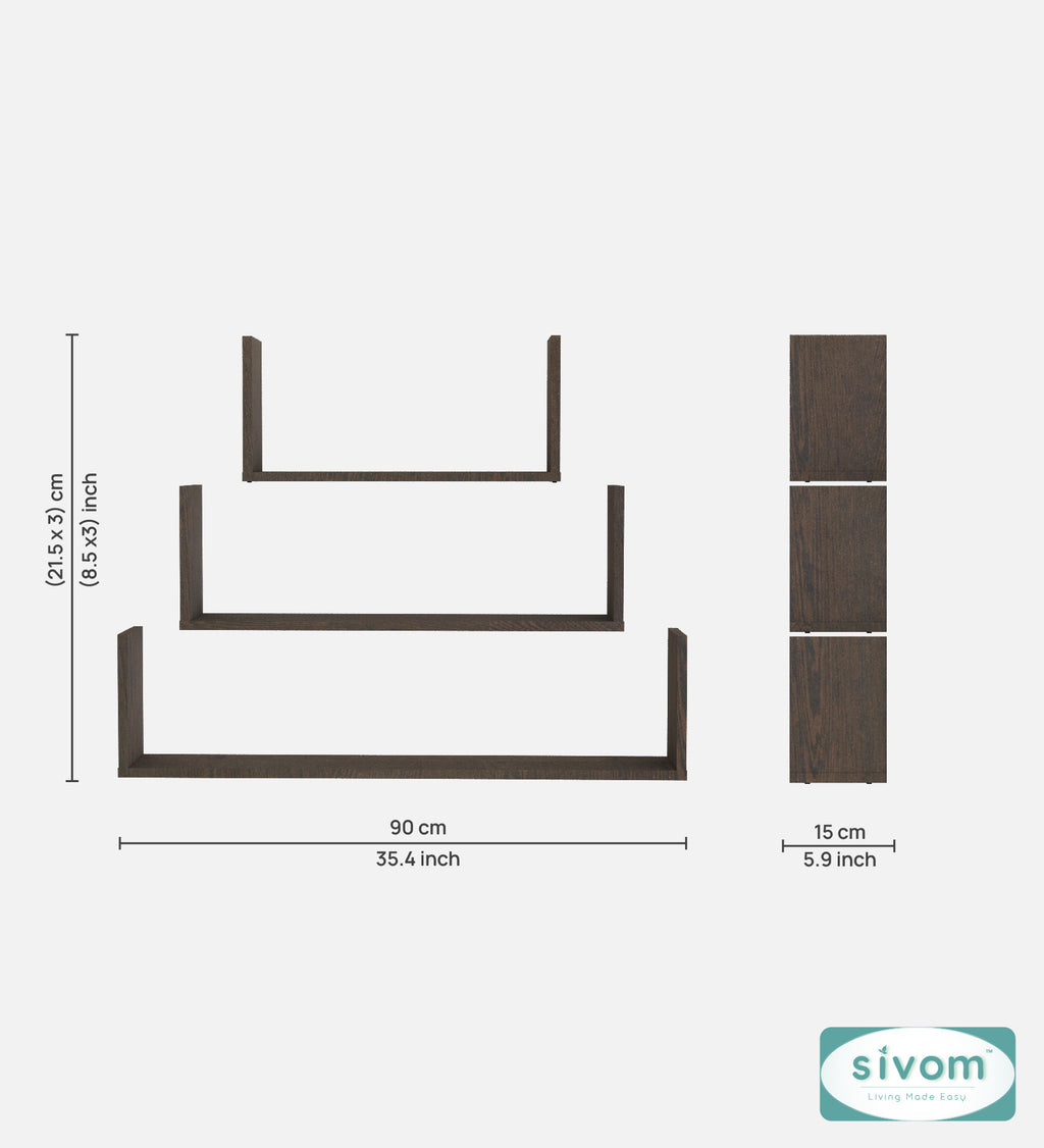 Sivom SIVOM KITE Multipurpose Modular Wall Racks/Shelves/Organiser/Décor Particle Board Wall Shelf (Number of Shelves - 3, ) for Modern Homes | Elegant Design & Premium Finish