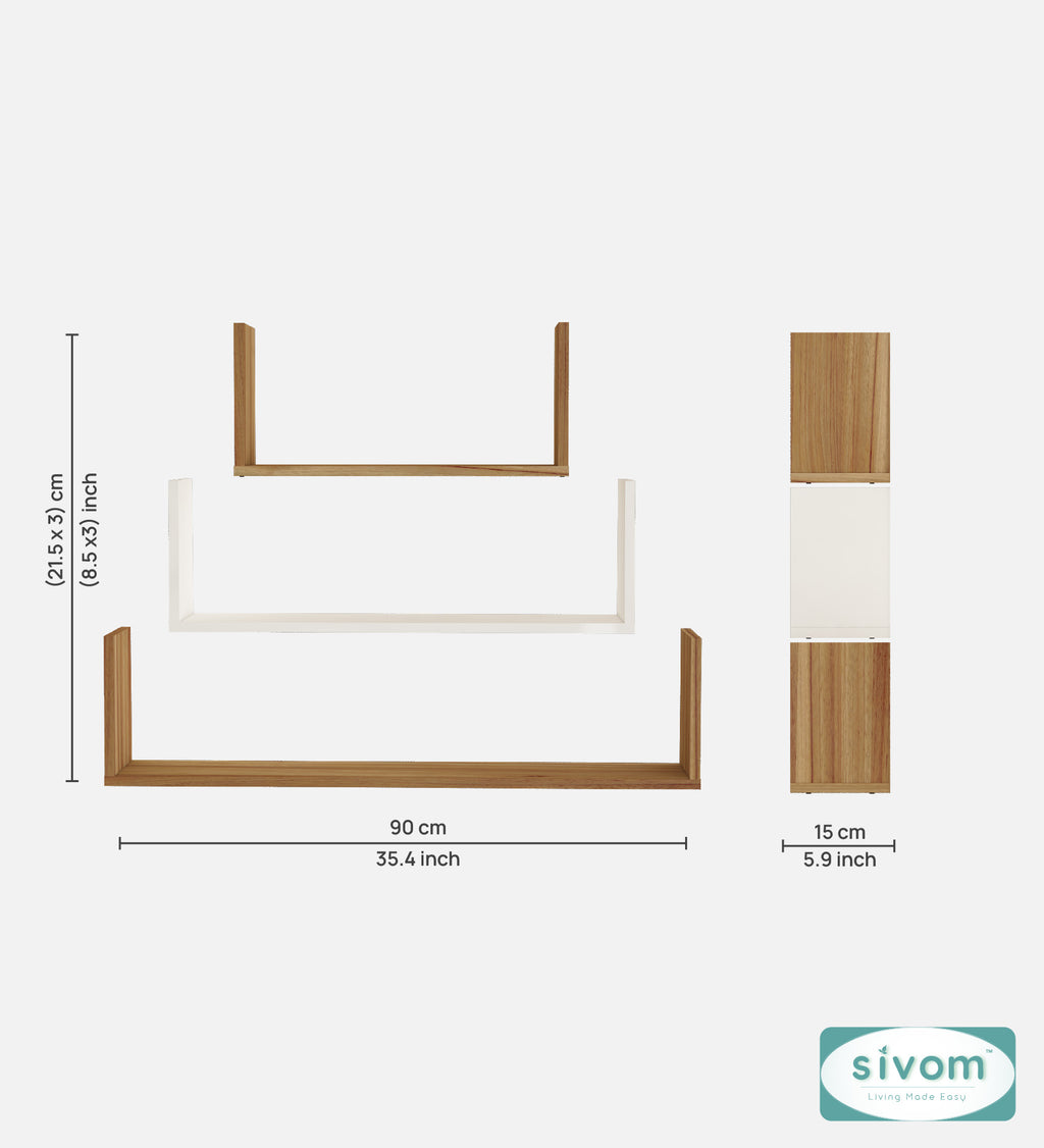 Sivom SIVOM KITE Multipurpose Modular Wall Racks/Shelves/Organiser/Décor Particle Board Wall Shelf (Number of Shelves - 3, ) for Modern Homes | Elegant Design & Premium Finish