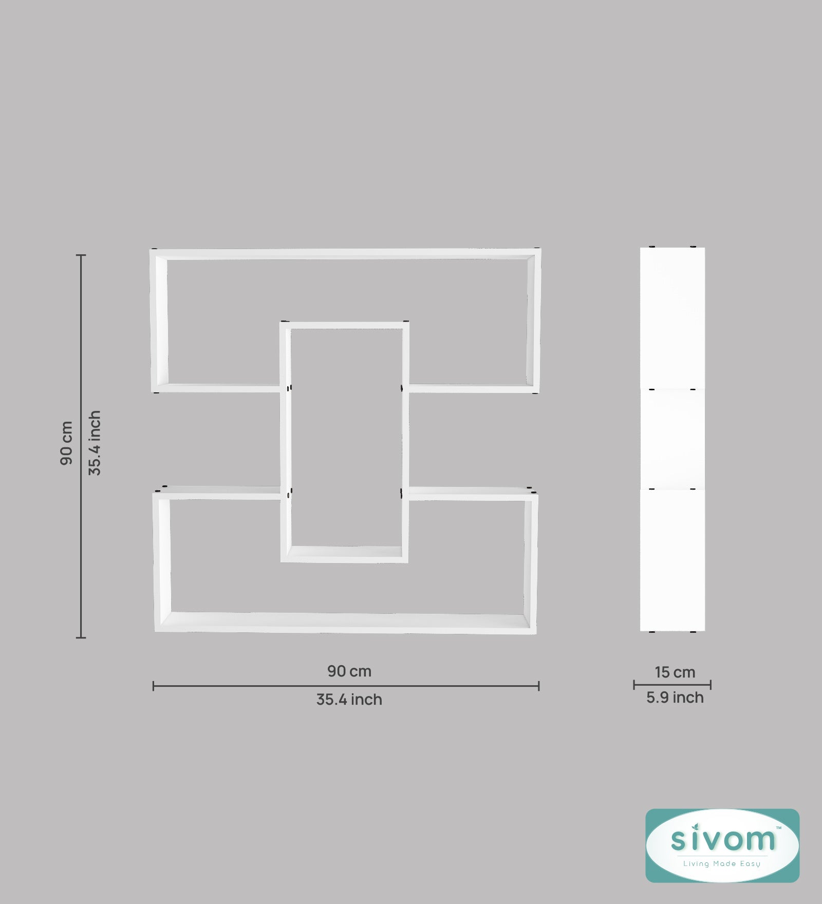 Sivom SIVOM MIZZ Multipurpose Modular Wall Racks/Shelves/Organiser/Décor Particle Board Wall Shelf (Number of Shelves - 6, ) for Modern Homes | Elegant Design & Premium Finish