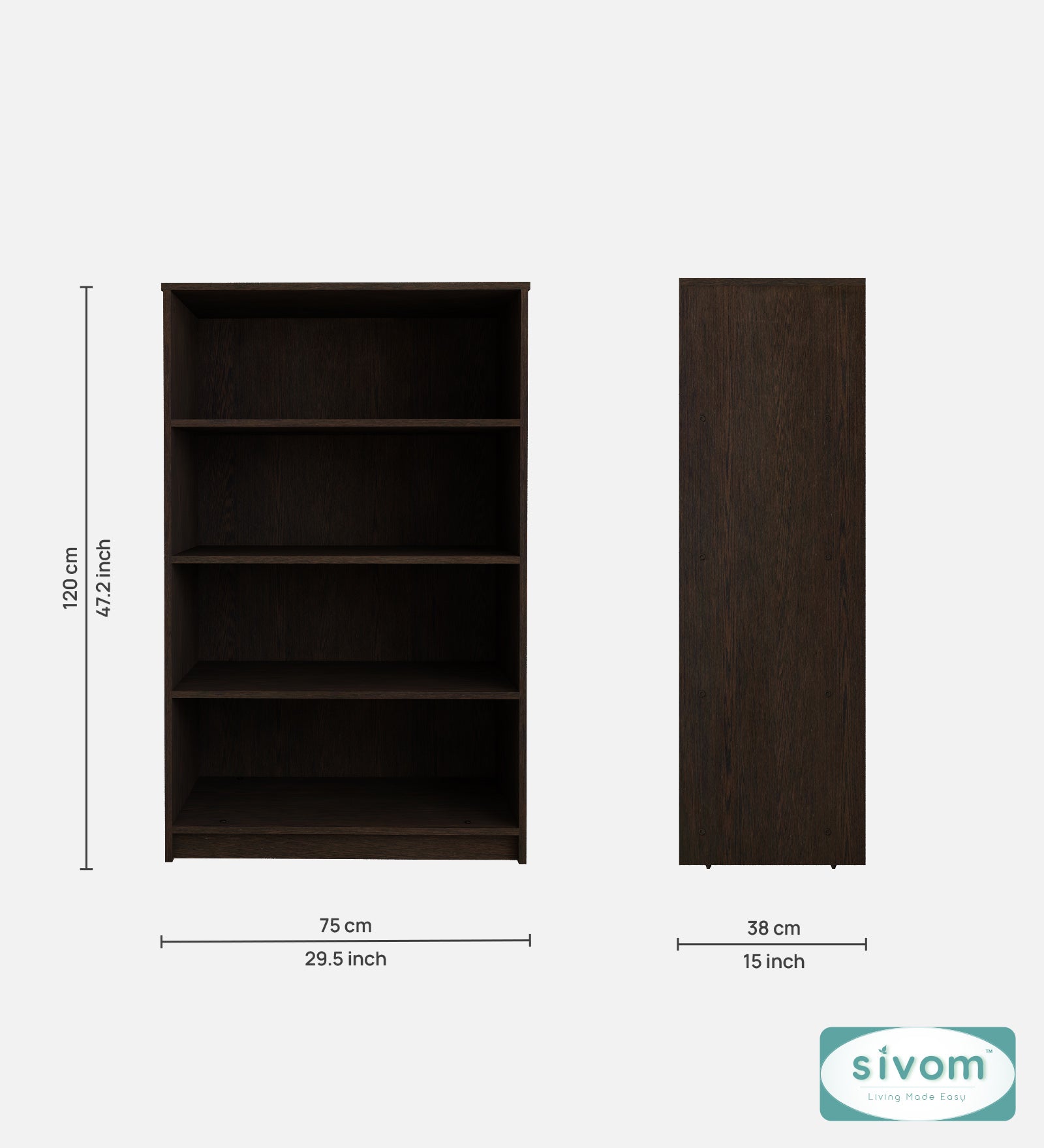 Sivom SIVOM Urbane Multipurpose Storage Rack/Study/Home/Office Engineered Wood Open Book Shelf (Finish Color - Dark Wenge, Knock Down) for Modern Homes | Elegant Design & Premium Finish