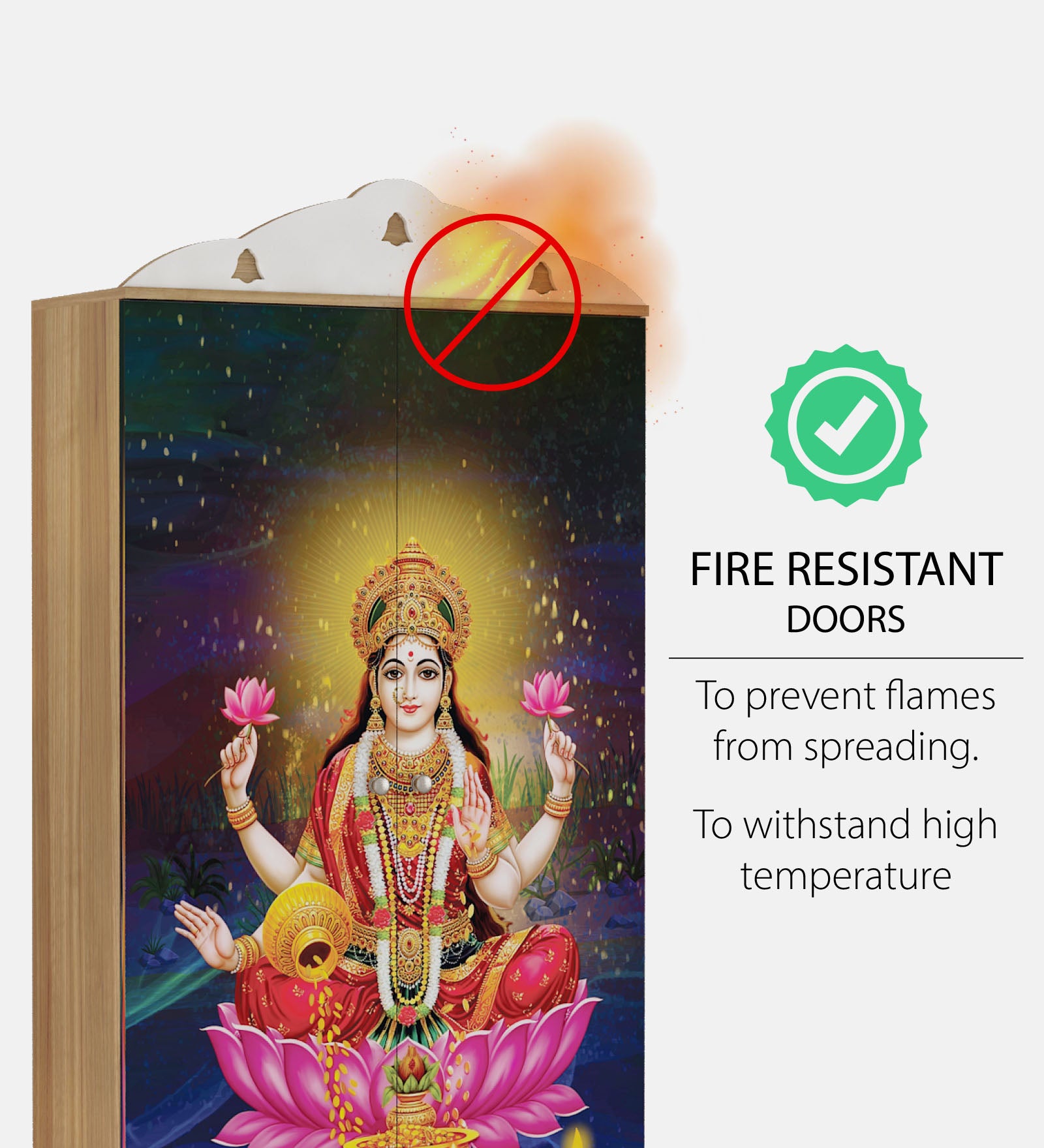 Sivom SIVOM Tempo Home Temple/Pooja Unit/Home Mandir/ Engineered Wood Home Temple (Height: 167, Knock Down) for Modern Homes | Elegant Design & Premium Finish