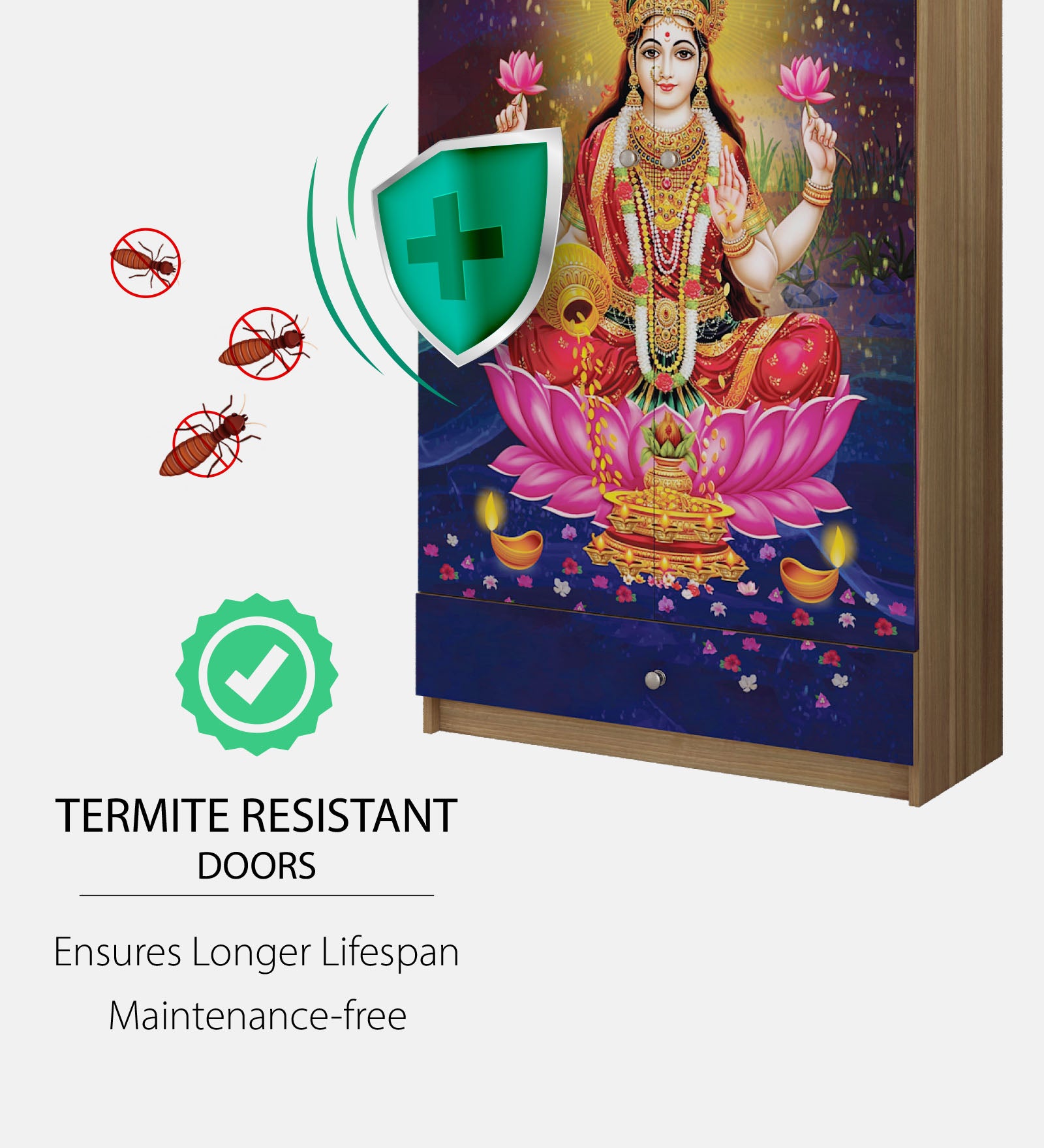 Sivom SIVOM Tempo Home Temple/Pooja Unit/Home Mandir/ Engineered Wood Home Temple (Height: 167, Knock Down) for Modern Homes | Elegant Design & Premium Finish