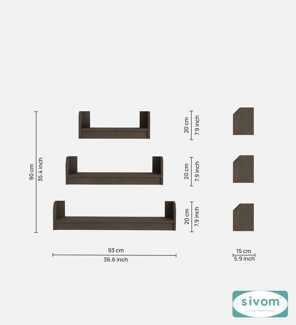Sivom SIVOM REMI Multipurpose Modular Wall Racks/Shelves/Organiser/Décor Particle Board Wall Shelf (Number of Shelves - 3, ) for Modern Homes | Elegant Design & Premium Finish