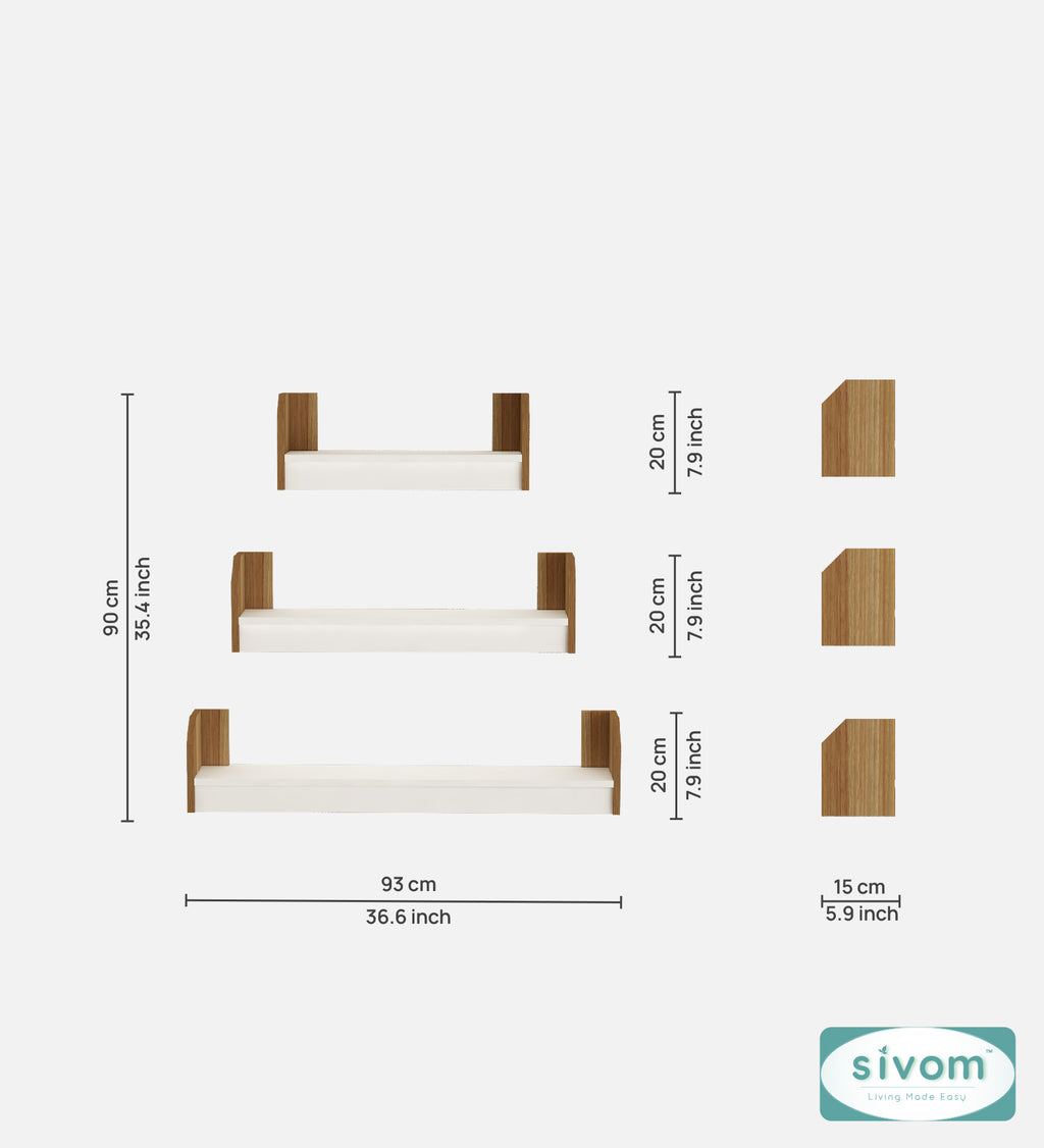 Sivom SIVOM REMI Multipurpose Modular Wall Racks/Shelves/Organiser/Décor Particle Board Wall Shelf (Number of Shelves - 3, ) for Modern Homes | Elegant Design & Premium Finish