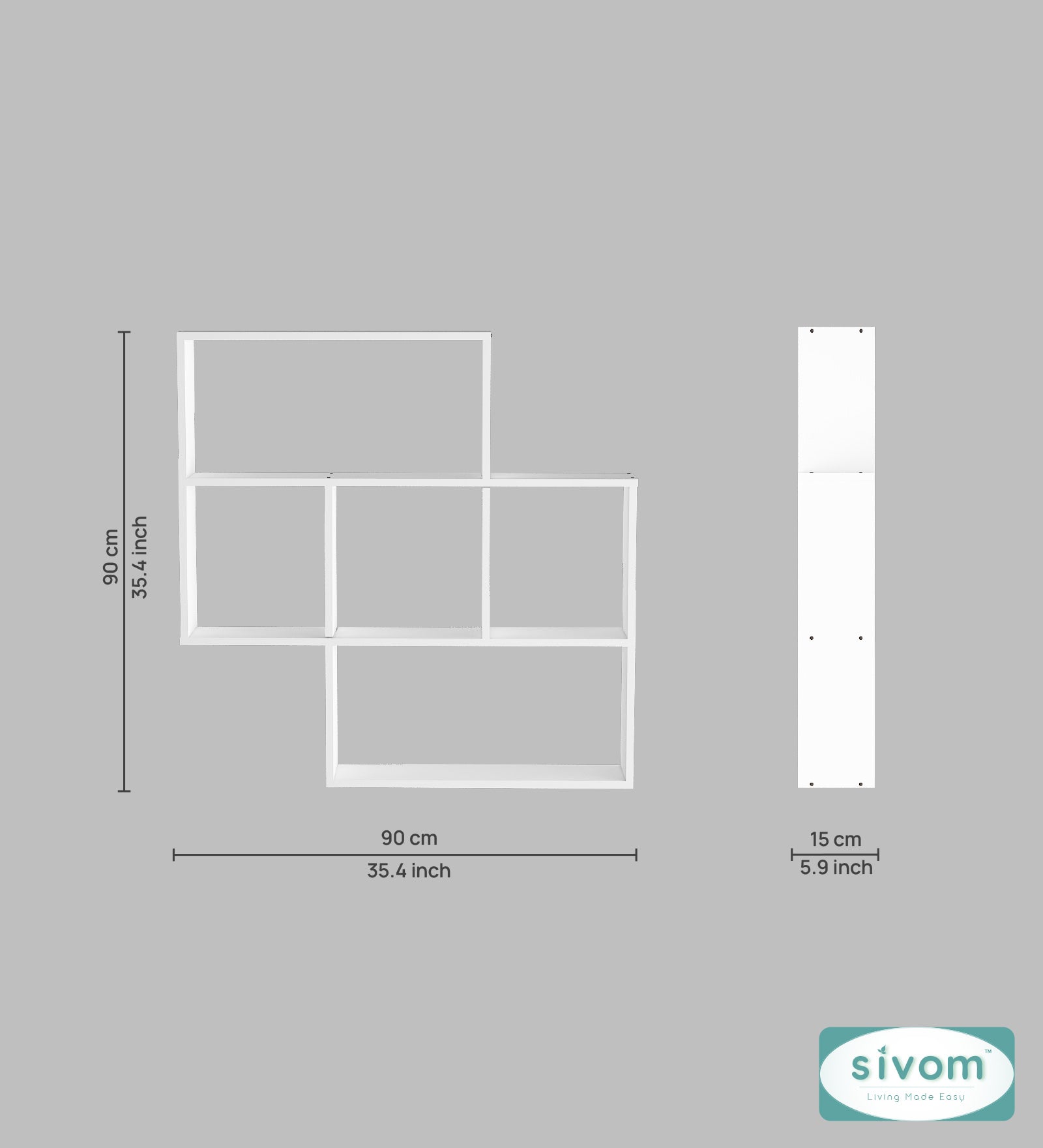 Sivom SIVOM RETICA Multipurpose Modular Wall Racks/Shelves/Organiser/Décor Particle Board Wall Shelf (Number of Shelves - 5, ) for Modern Homes | Elegant Design & Premium Finish