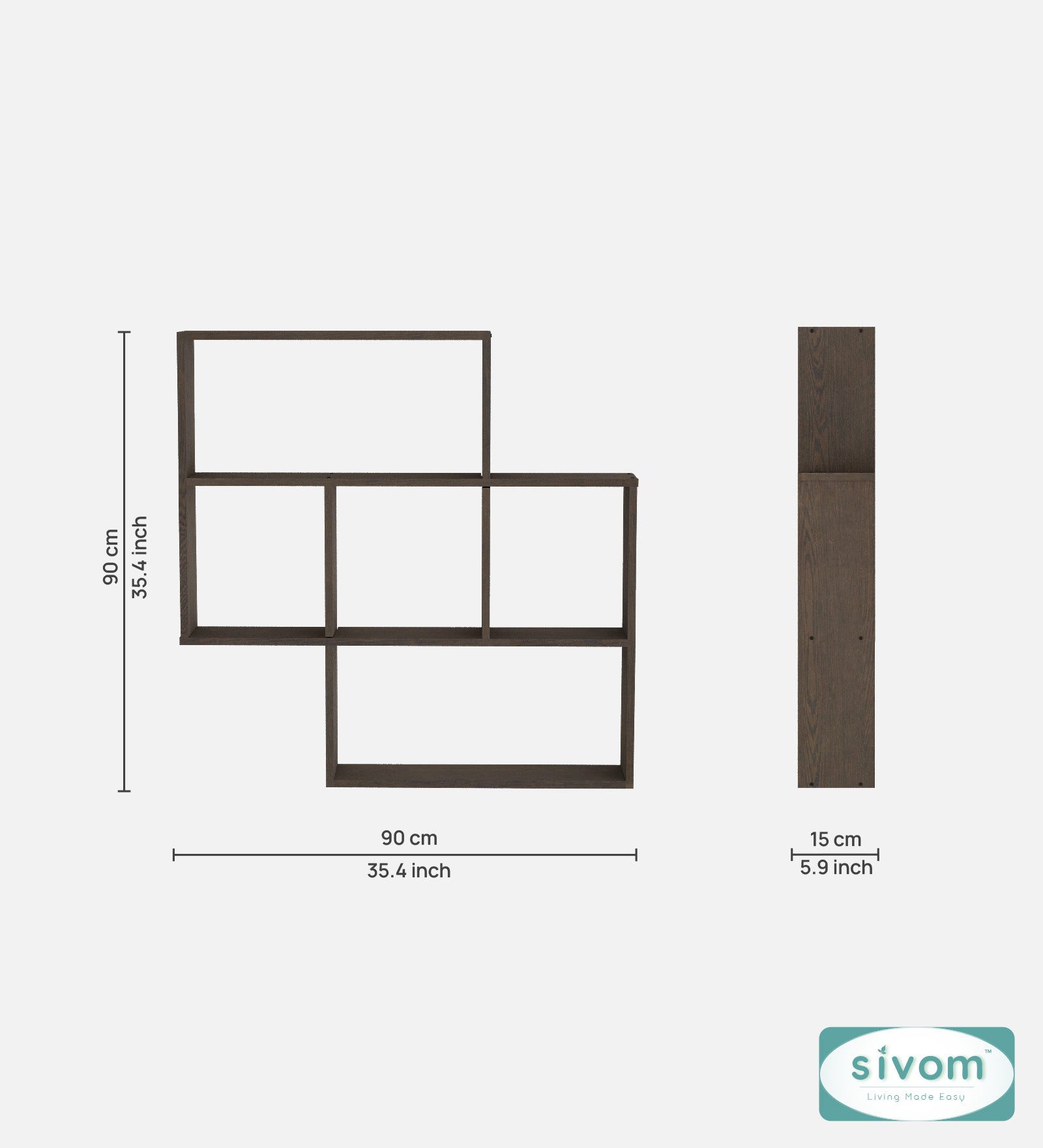 Sivom SIVOM RETICA Multipurpose Modular Wall Racks/Shelves/Organiser/Décor Particle Board Wall Shelf (Number of Shelves - 5, ) for Modern Homes | Elegant Design & Premium Finish