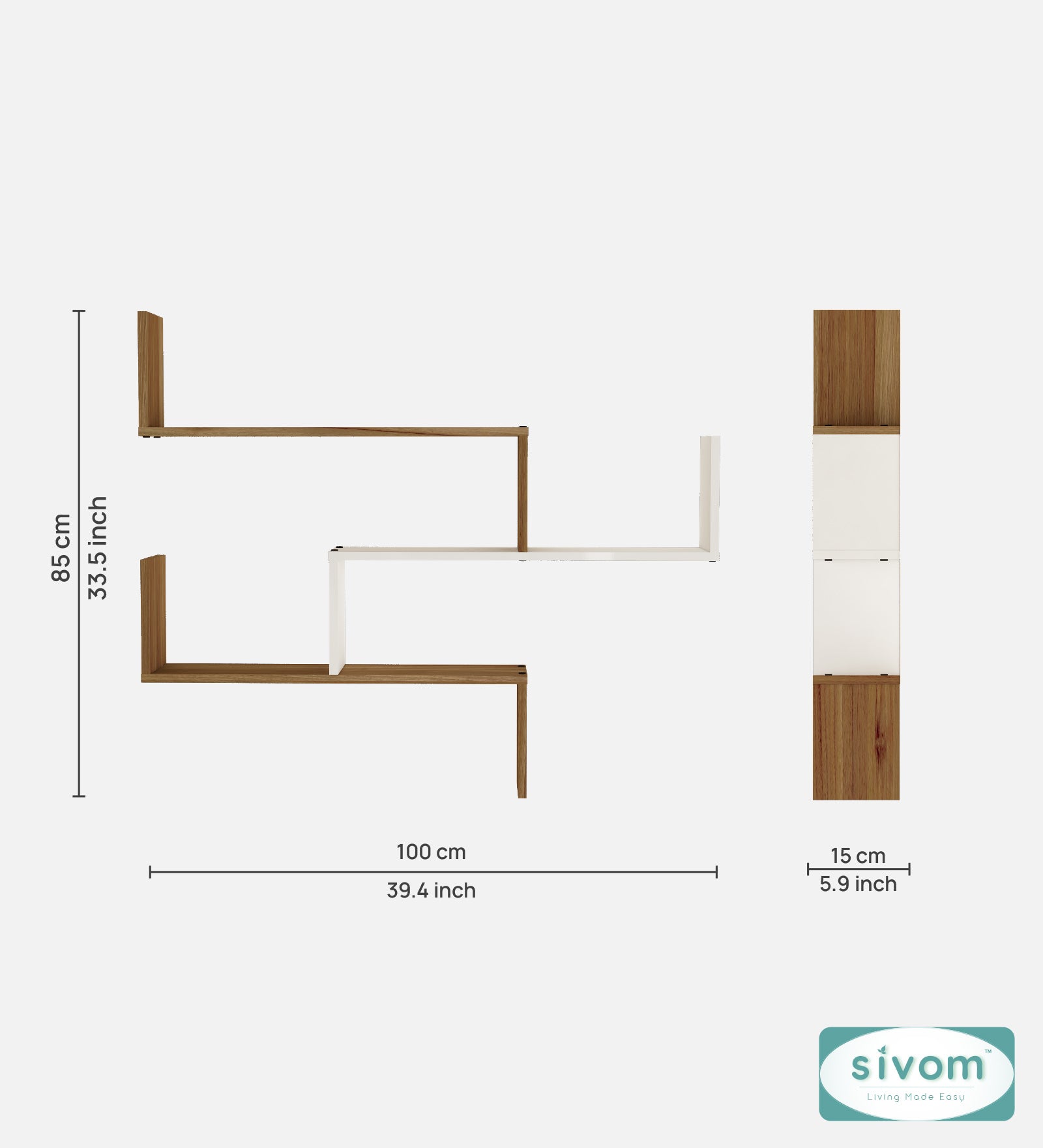 Sivom SIVOM WRAN Multipurpose Modular Wall Racks/Shelves/Organiser/Décor Particle Board Wall Shelf (Number of Shelves - 5, ) for Modern Homes | Elegant Design & Premium Finish