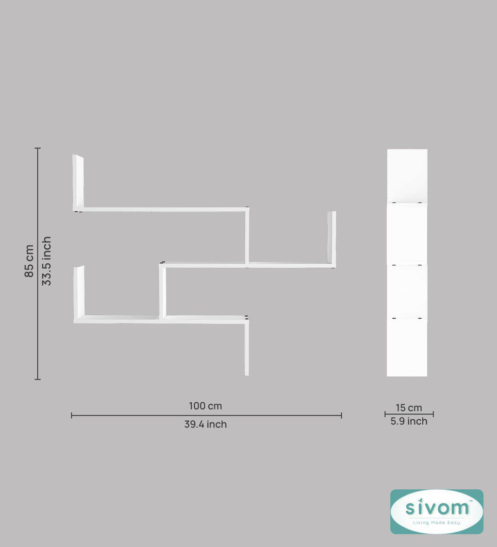 Sivom SIVOM WRAN Multipurpose Modular Wall Racks/Shelves/Organiser/Décor Particle Board Wall Shelf (Number of Shelves - 5, ) for Modern Homes | Elegant Design & Premium Finish