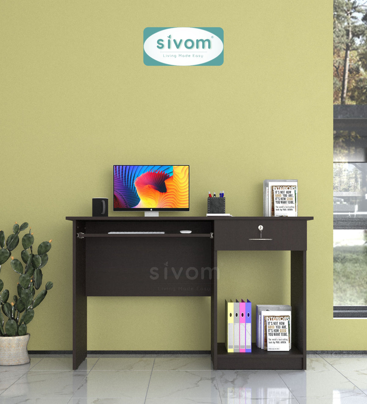 SIVOM Soffi Home/Office Engineered Wood Executive Desk for Modern Homes | Elegant Design & Premium Finish