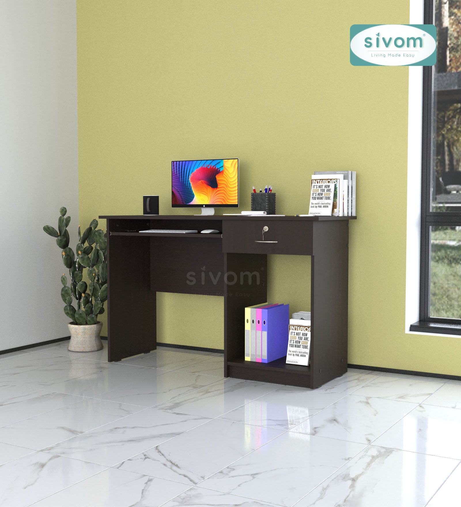 SIVOM Soffi Home/Office Engineered Wood Executive Desk for Modern Homes | Elegant Design & Premium Finish