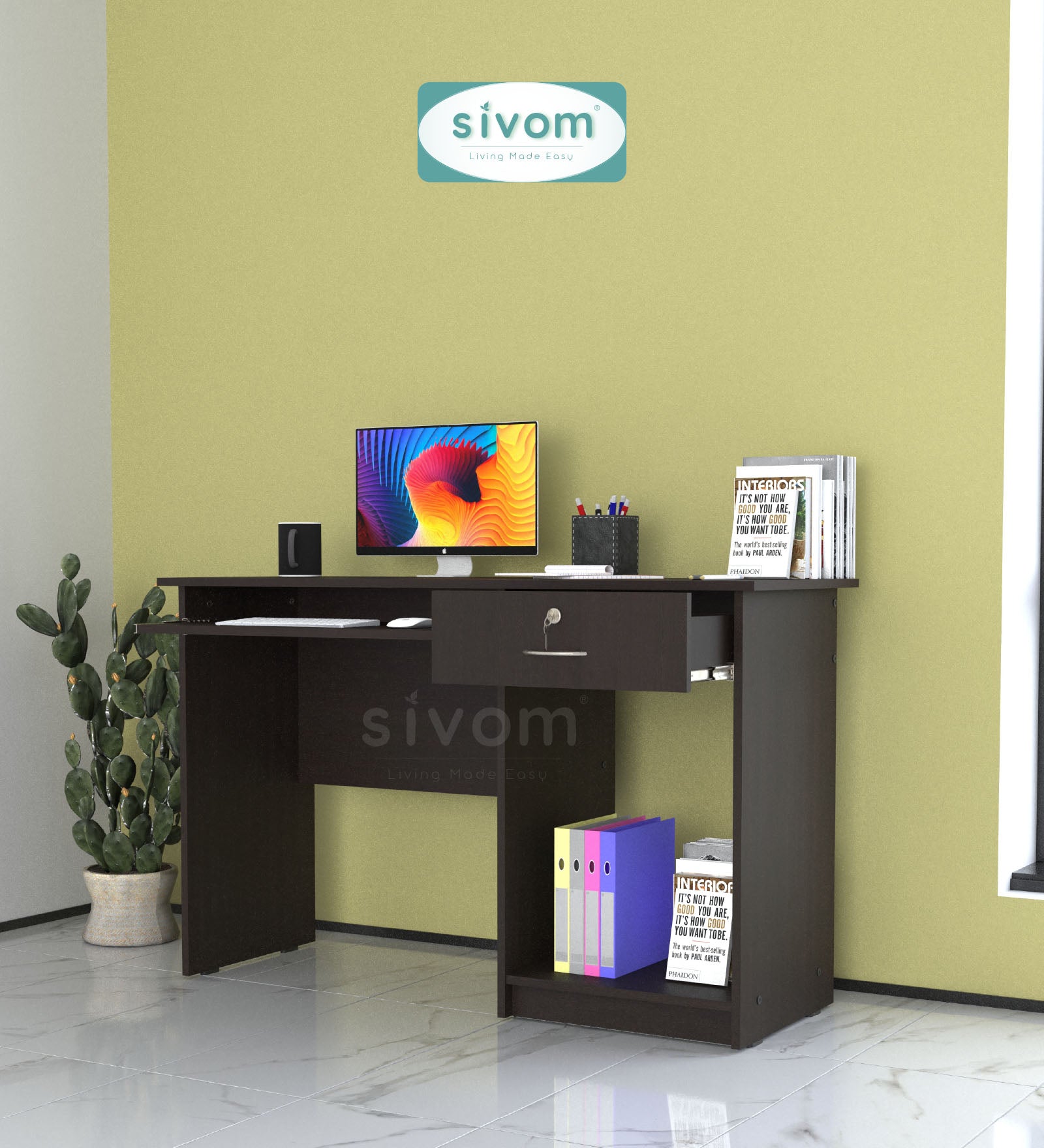 SIVOM Soffi Home/Office Engineered Wood Executive Desk for Modern Homes | Elegant Design & Premium Finish