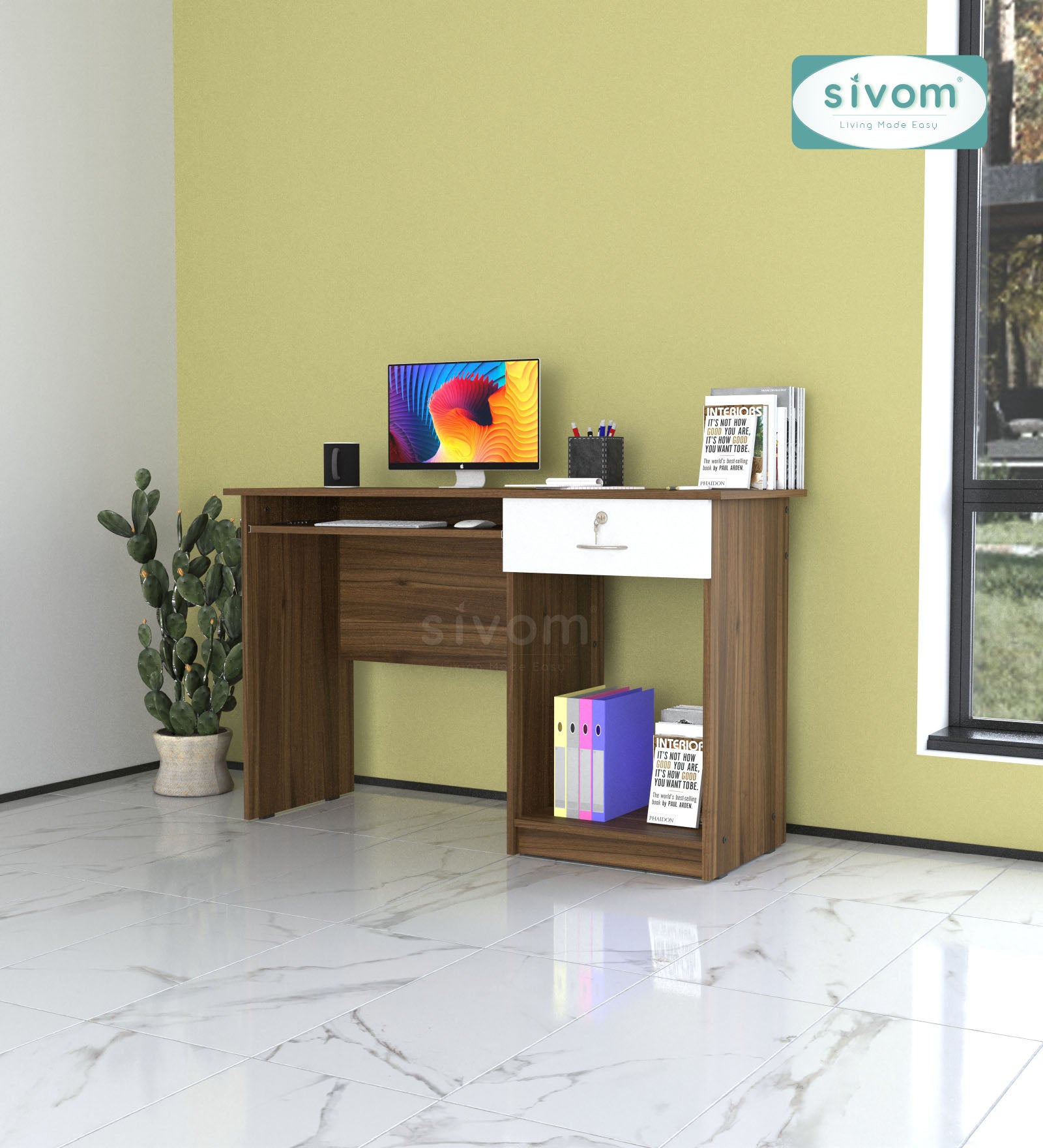 SIVOM Soffi Home/Office Engineered Wood Executive Desk for Modern Homes | Elegant Design & Premium Finish