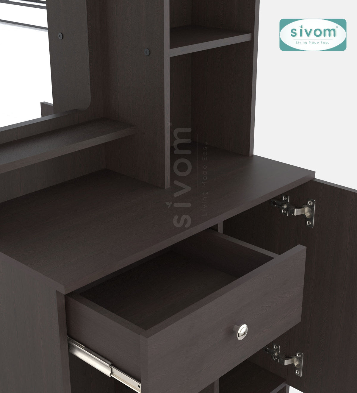 Sivom SIVOM Solitude Dressing Table with Stool Engineered Wood Dressing Table for Modern Homes | Elegant Design & Premium Finish