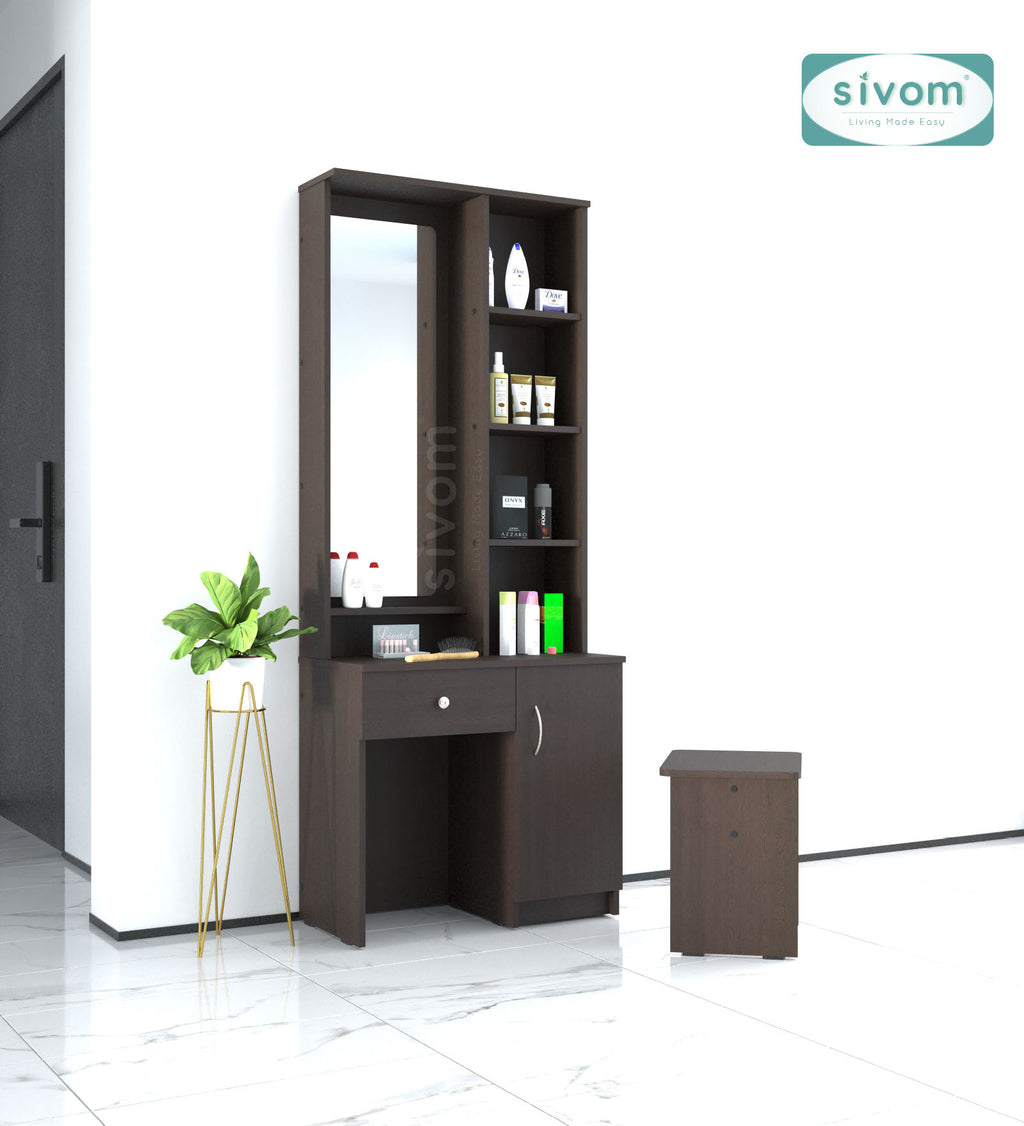 Sivom SIVOM Solitude Dressing Table with Stool Engineered Wood Dressing Table for Modern Homes | Elegant Design & Premium Finish