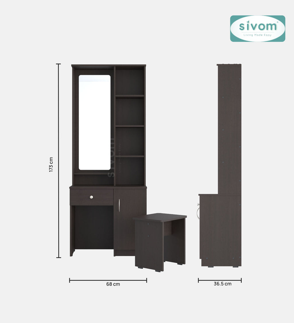 Sivom SIVOM Solitude Dressing Table with Stool Engineered Wood Dressing Table for Modern Homes | Elegant Design & Premium Finish