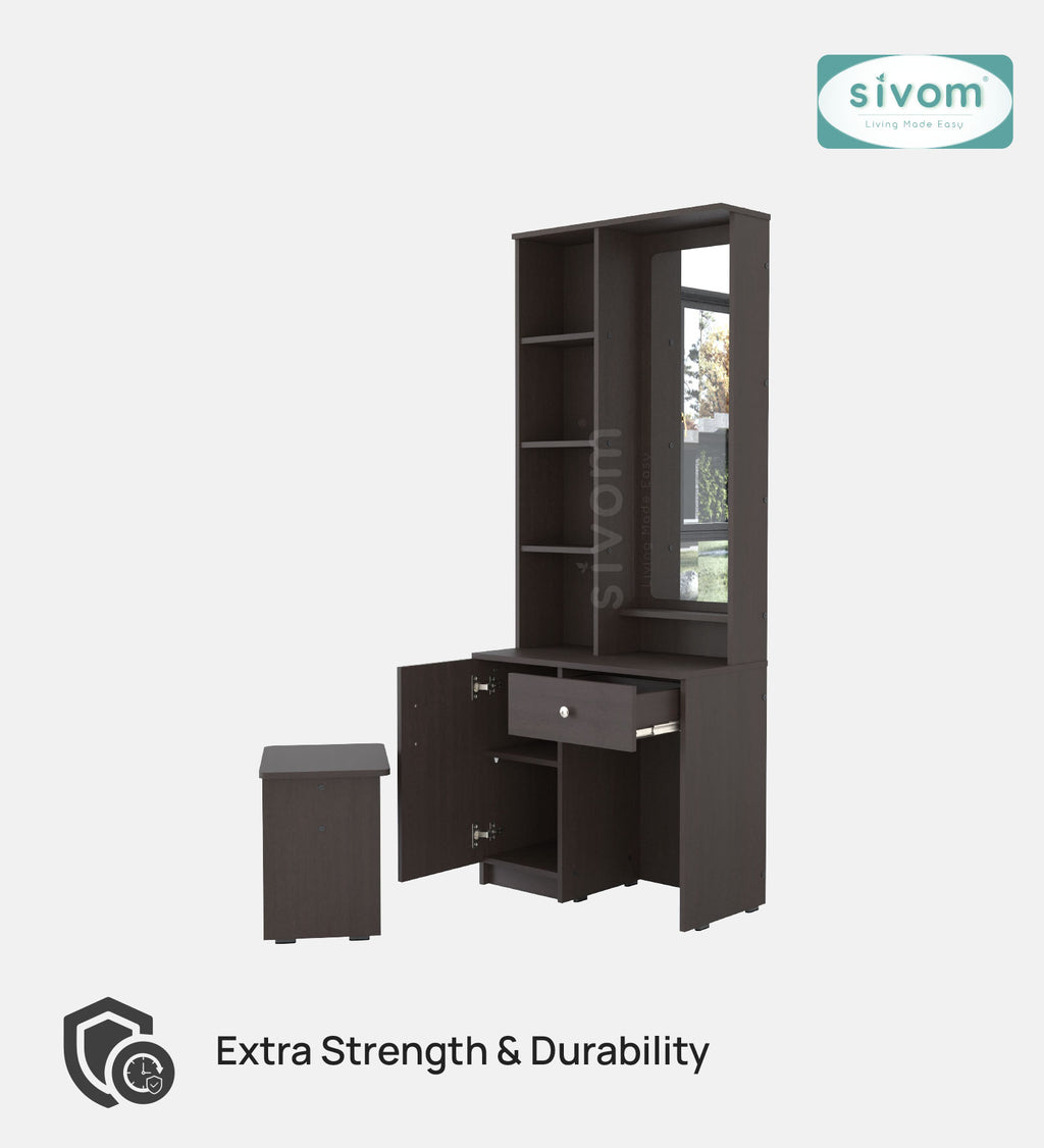 Sivom SIVOM Solitude Dressing Table with Stool Engineered Wood Dressing Table for Modern Homes | Elegant Design & Premium Finish