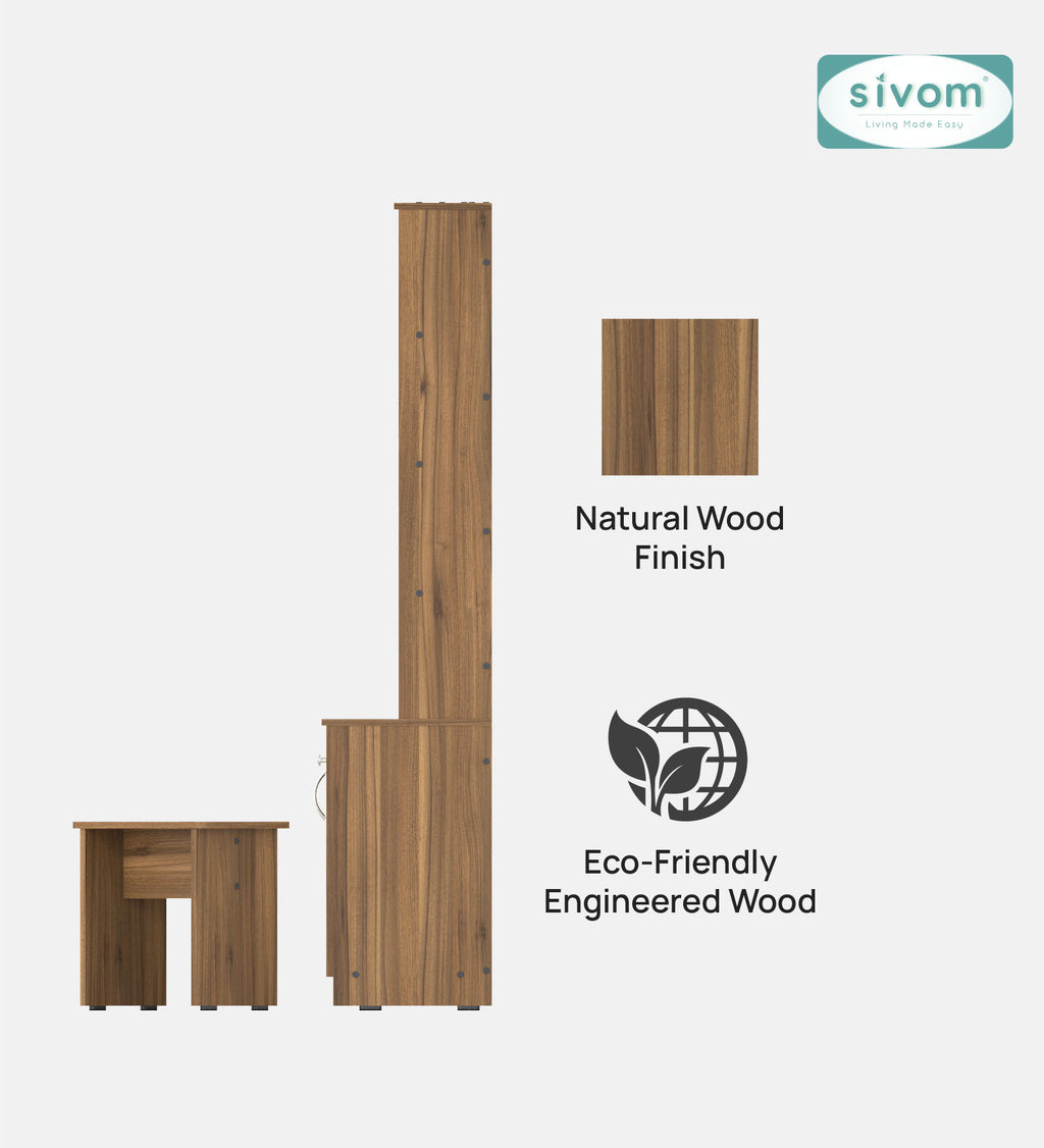 Sivom SIVOM Solitude Dressing Table with Stool Engineered Wood Dressing Table for Modern Homes | Elegant Design & Premium Finish
