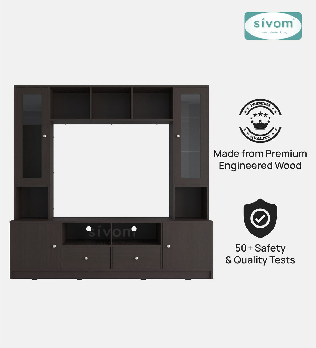Sivom SIVOM SOUL Multipurpose TV Unit fits upto 43 inch with Storage Engineered Wood TV Entertainment Unit for Modern Homes | Elegant Design & Premium Finish