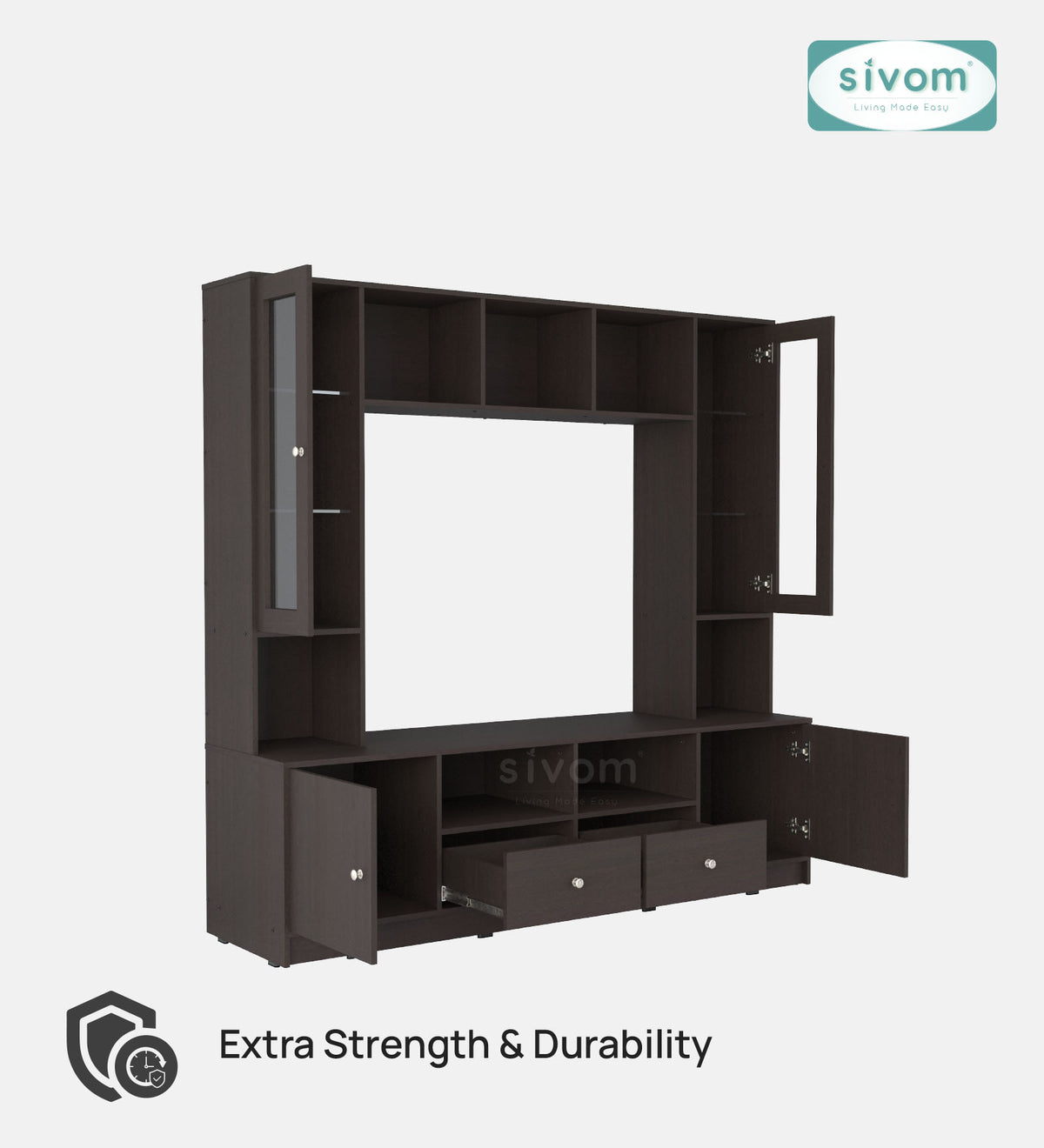 Sivom SIVOM SOUL Multipurpose TV Unit fits upto 43 inch with Storage Engineered Wood TV Entertainment Unit for Modern Homes | Elegant Design & Premium Finish