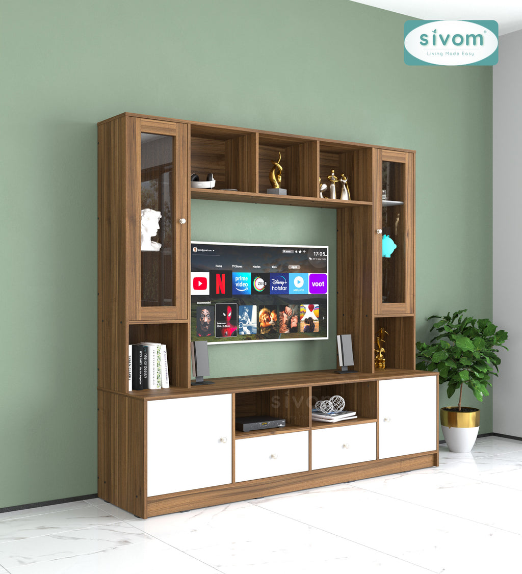 Sivom SIVOM SOUL Multipurpose TV Unit fits upto 43 inch with Storage Engineered Wood TV Entertainment Unit for Modern Homes | Elegant Design & Premium Finish