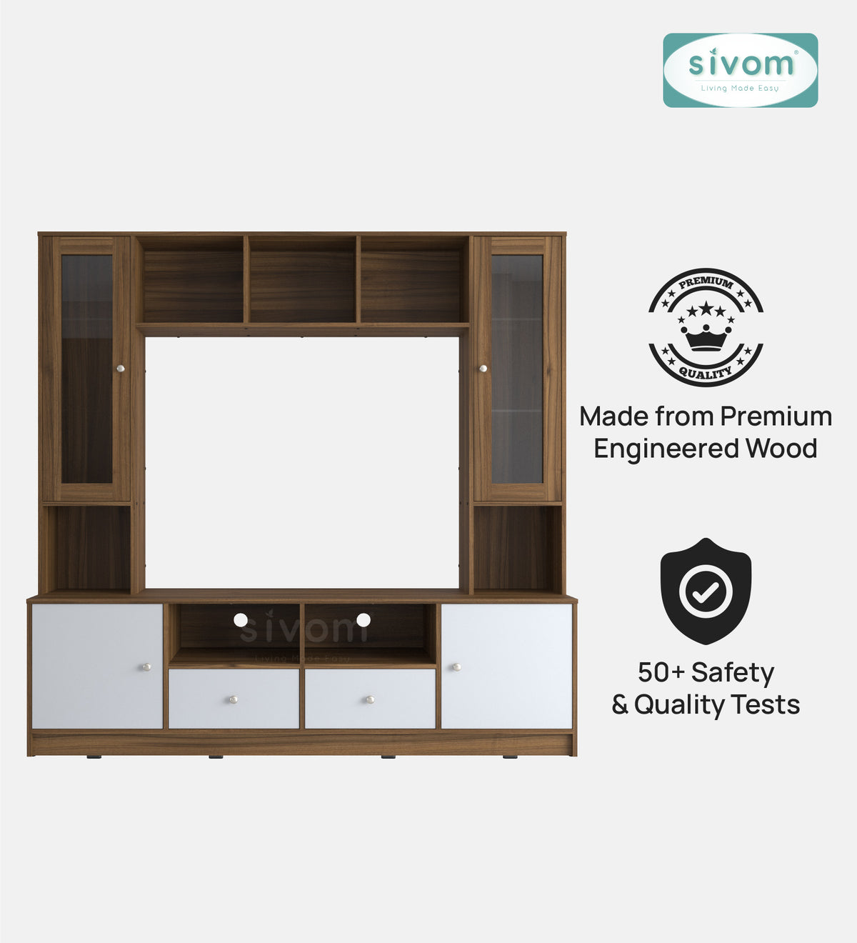 Sivom SIVOM SOUL Multipurpose TV Unit fits upto 43 inch with Storage Engineered Wood TV Entertainment Unit for Modern Homes | Elegant Design & Premium Finish