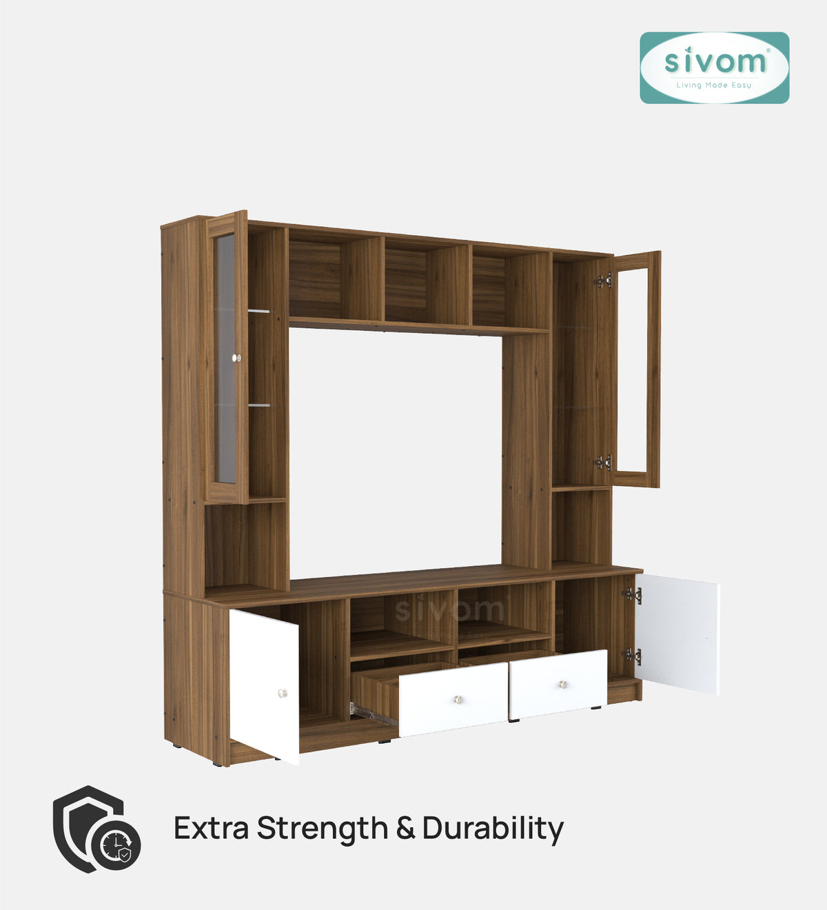 Sivom SIVOM SOUL Multipurpose TV Unit fits upto 43 inch with Storage Engineered Wood TV Entertainment Unit for Modern Homes | Elegant Design & Premium Finish