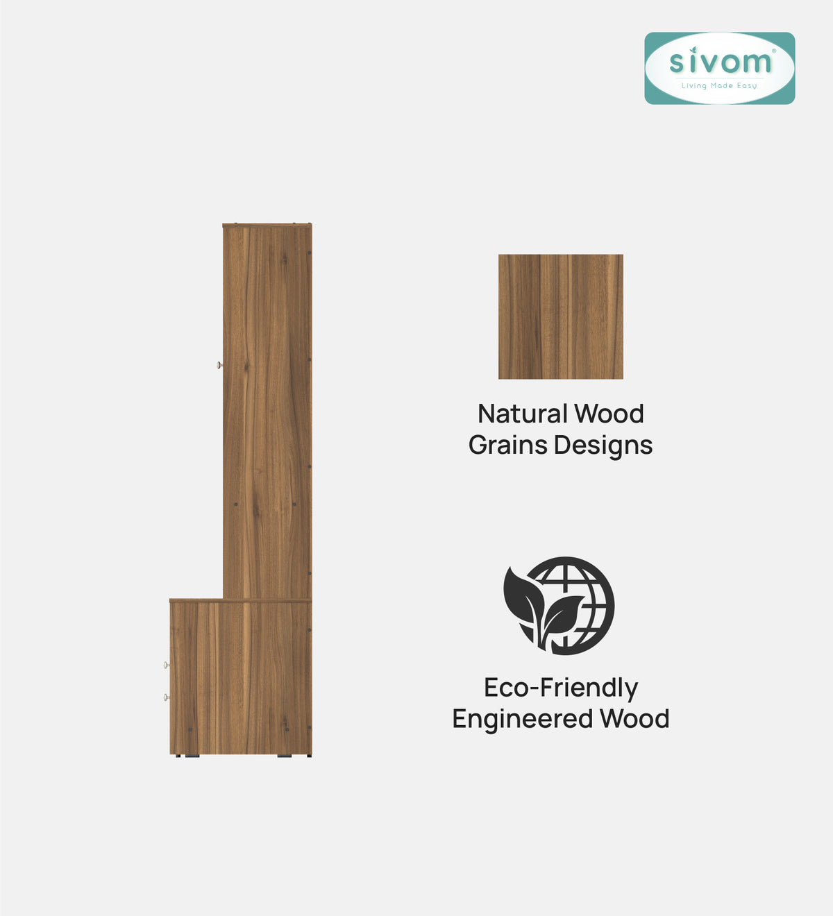 Sivom SIVOM SOUL Multipurpose TV Unit fits upto 43 inch with Storage Engineered Wood TV Entertainment Unit for Modern Homes | Elegant Design & Premium Finish
