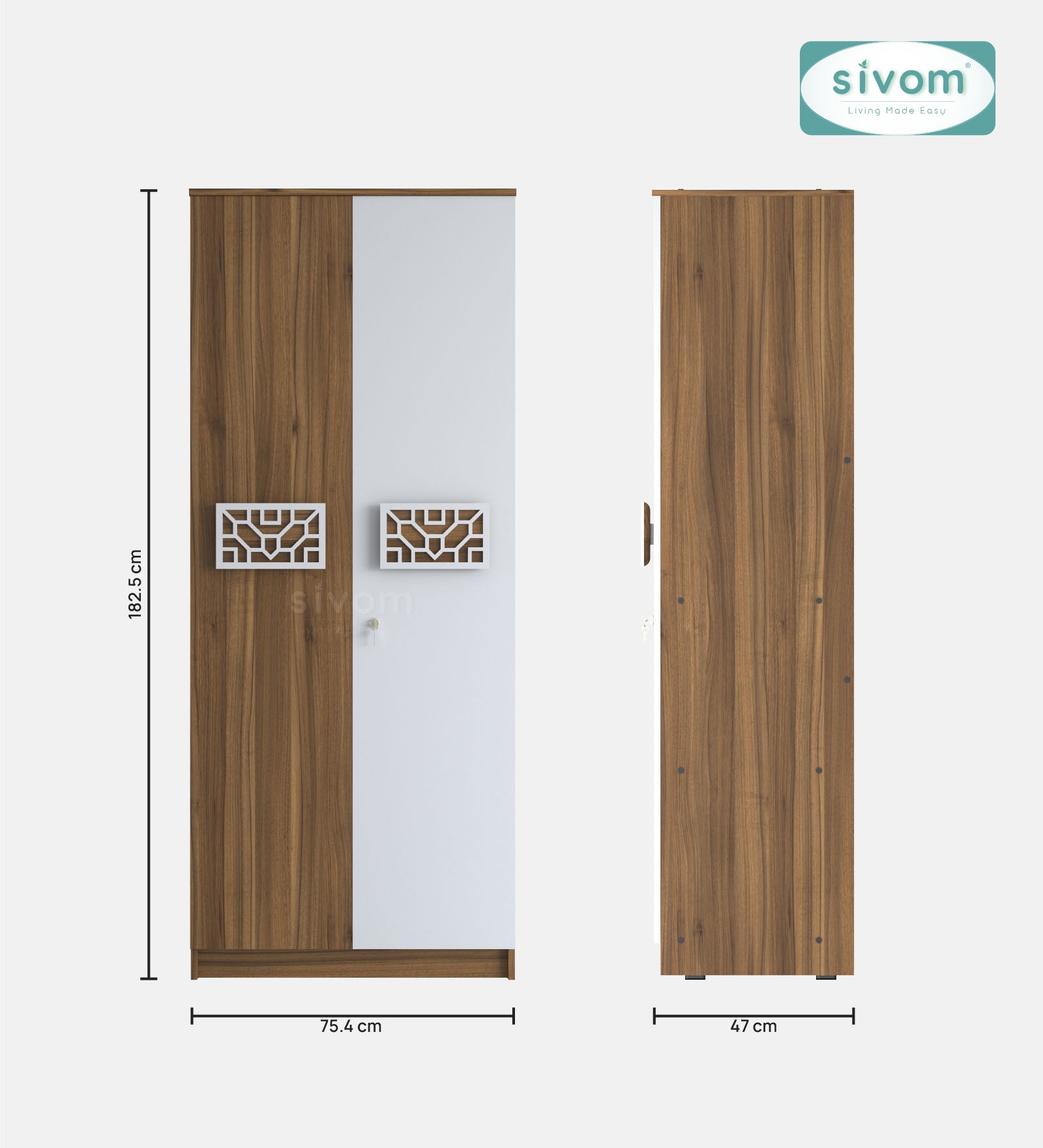 Sivom SIVOM Spacy Multipurpose 2 Door Wardrobe / Engineered Wood 2 Door Wardrobe for Modern Homes | Elegant Design & Premium Finish