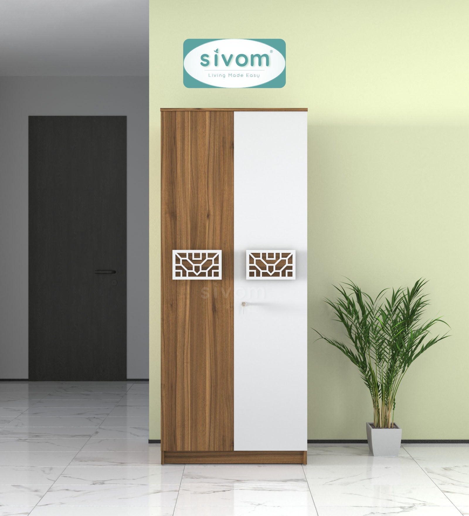 Sivom SIVOM Spacy Multipurpose 2 Door Wardrobe / Engineered Wood 2 Door Wardrobe for Modern Homes | Elegant Design & Premium Finish