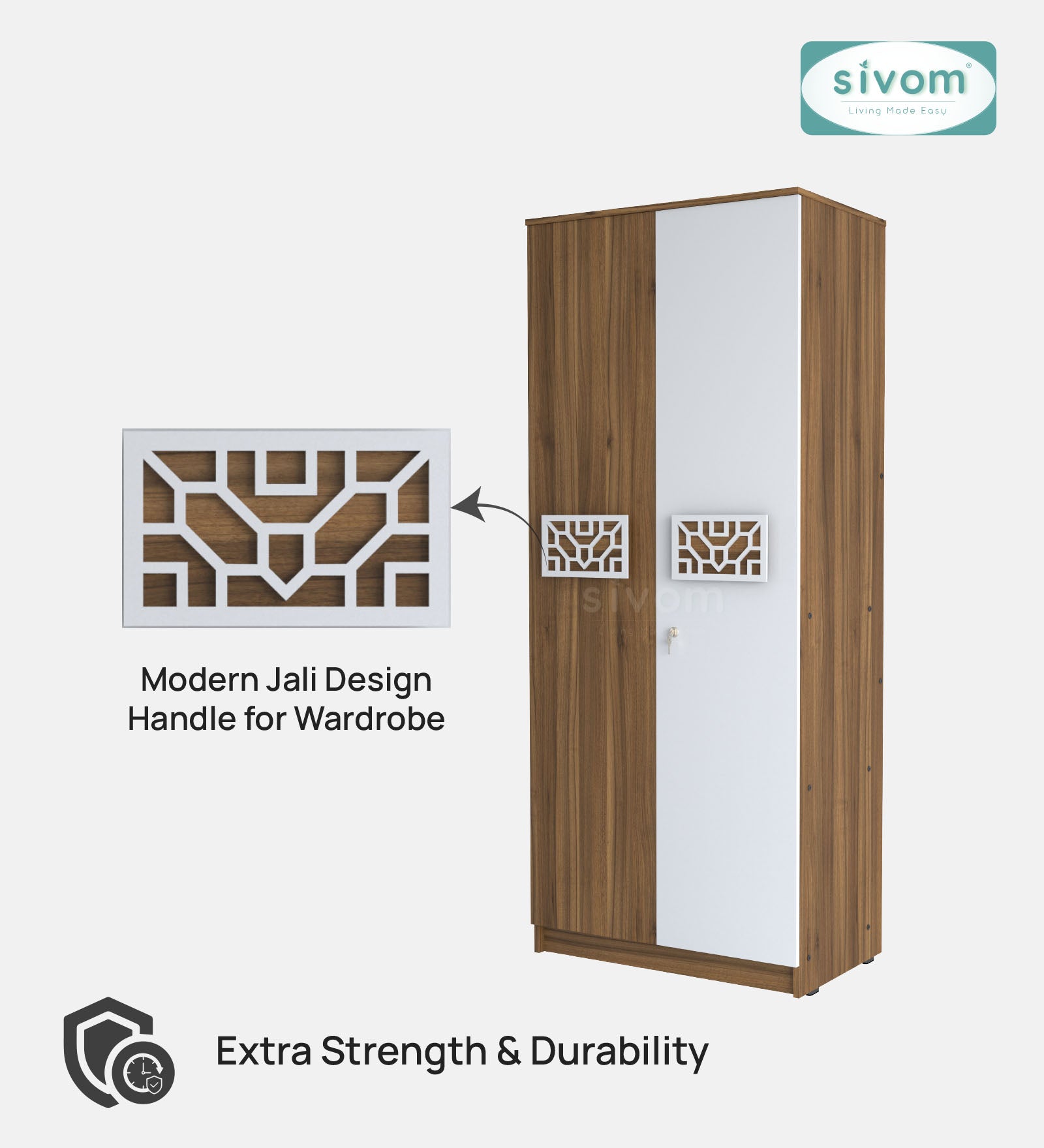 Sivom SIVOM Spacy Multipurpose 2 Door Wardrobe / Engineered Wood 2 Door Wardrobe for Modern Homes | Elegant Design & Premium Finish