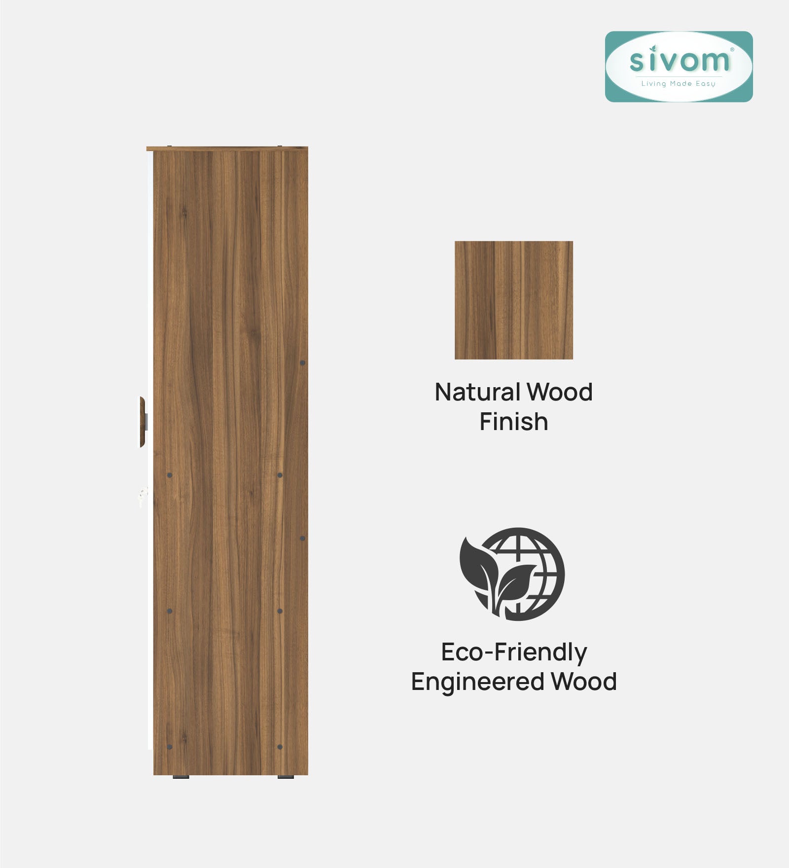 Sivom SIVOM Spacy Multipurpose 2 Door Wardrobe / Engineered Wood 2 Door Wardrobe for Modern Homes | Elegant Design & Premium Finish