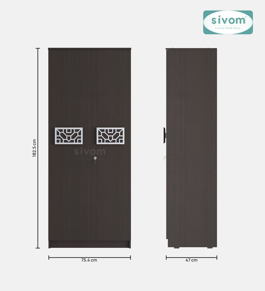 Sivom SIVOM Spacy Multipurpose 2 Door Wardrobe / Engineered Wood 2 Door Wardrobe for Modern Homes | Elegant Design & Premium Finish
