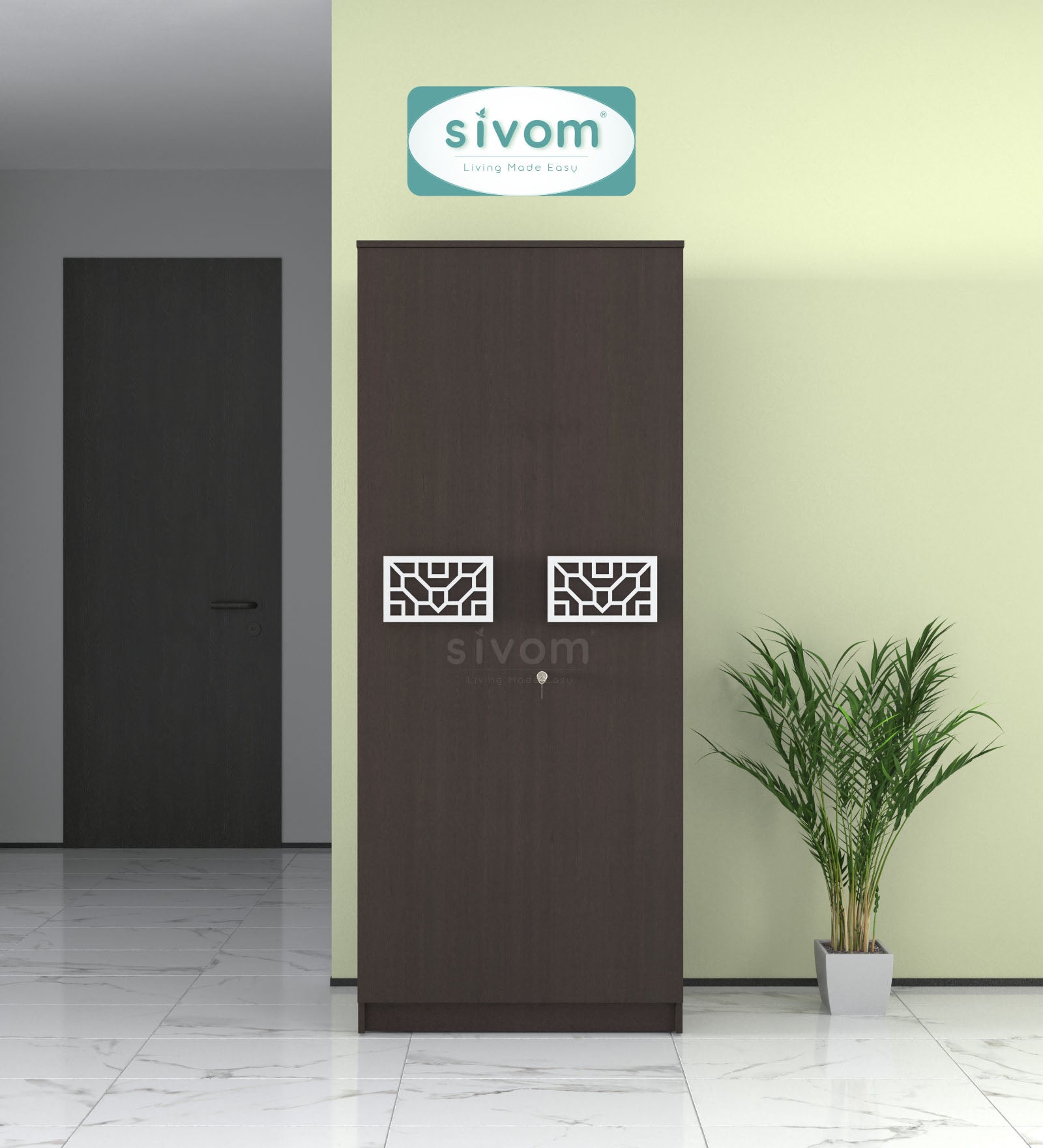 Sivom SIVOM Spacy Multipurpose 2 Door Wardrobe / Engineered Wood 2 Door Wardrobe for Modern Homes | Elegant Design & Premium Finish