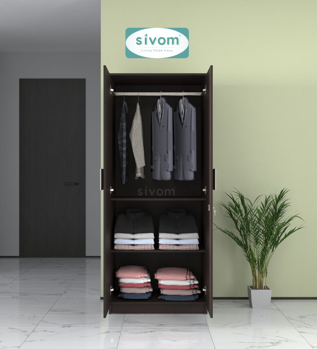 Sivom SIVOM Spacy Multipurpose 2 Door Wardrobe / Engineered Wood 2 Door Wardrobe for Modern Homes | Elegant Design & Premium Finish