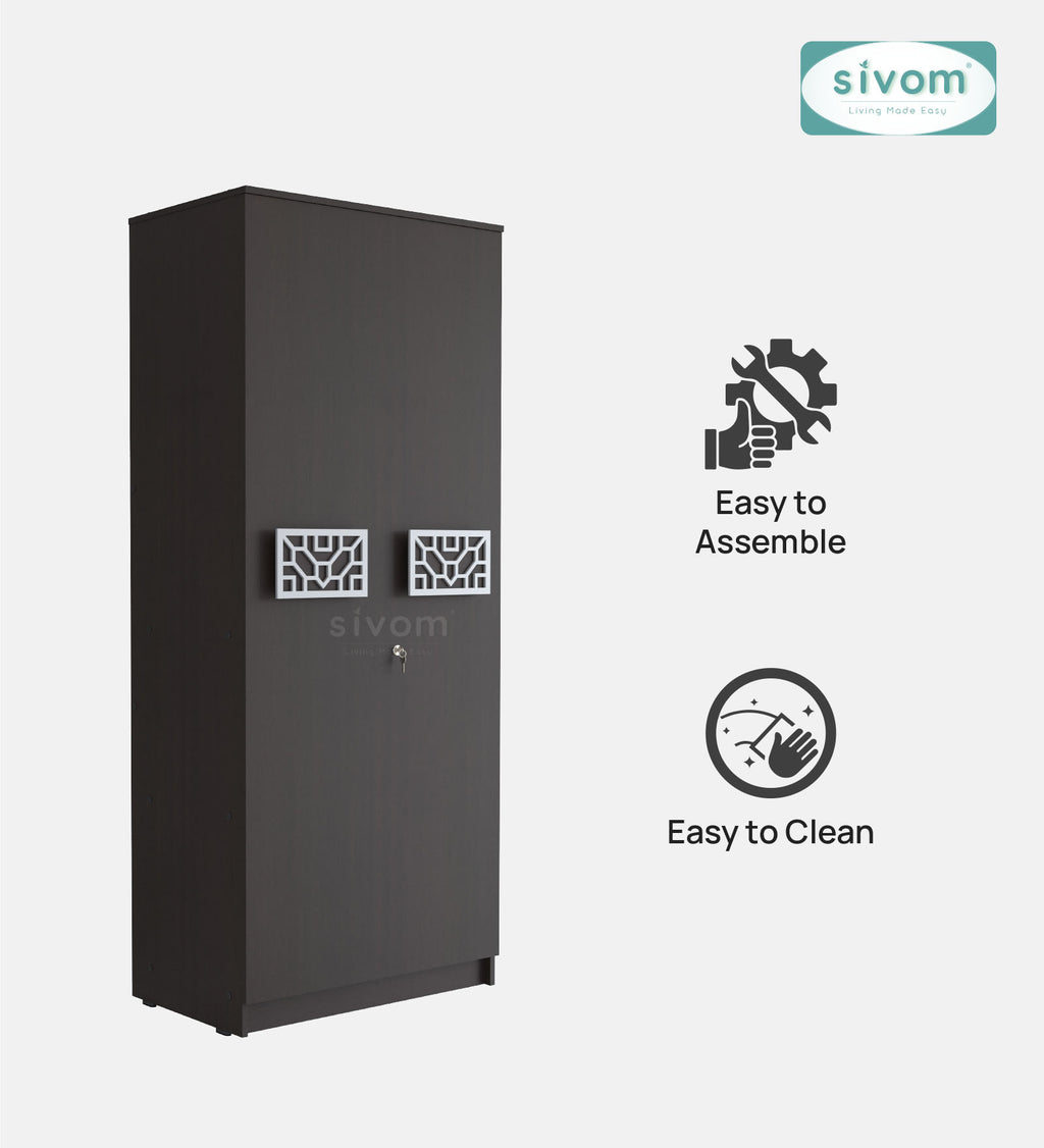 Sivom SIVOM Spacy Multipurpose 2 Door Wardrobe / Engineered Wood 2 Door Wardrobe for Modern Homes | Elegant Design & Premium Finish