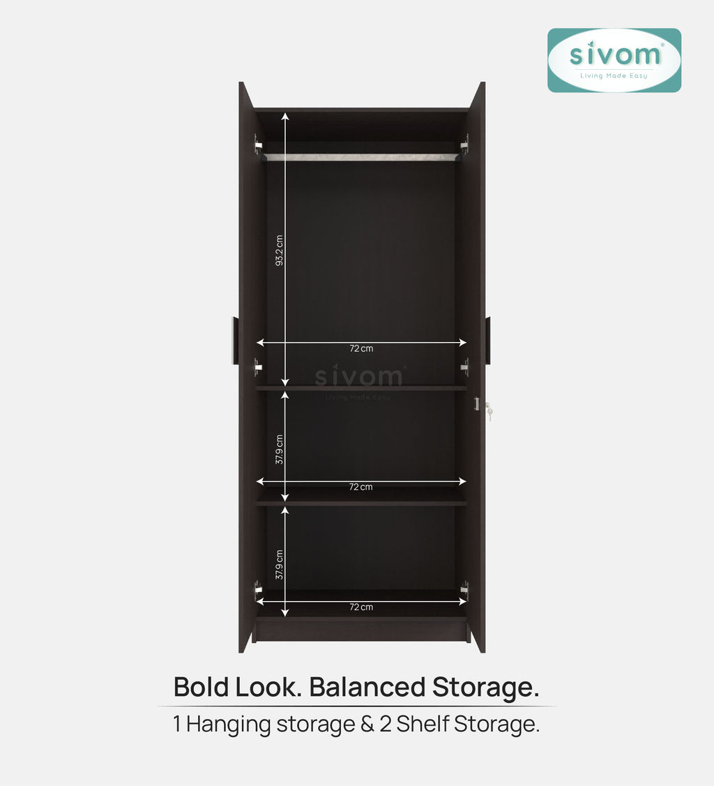 Sivom SIVOM Spacy Multipurpose 2 Door Wardrobe / Engineered Wood 2 Door Wardrobe for Modern Homes | Elegant Design & Premium Finish
