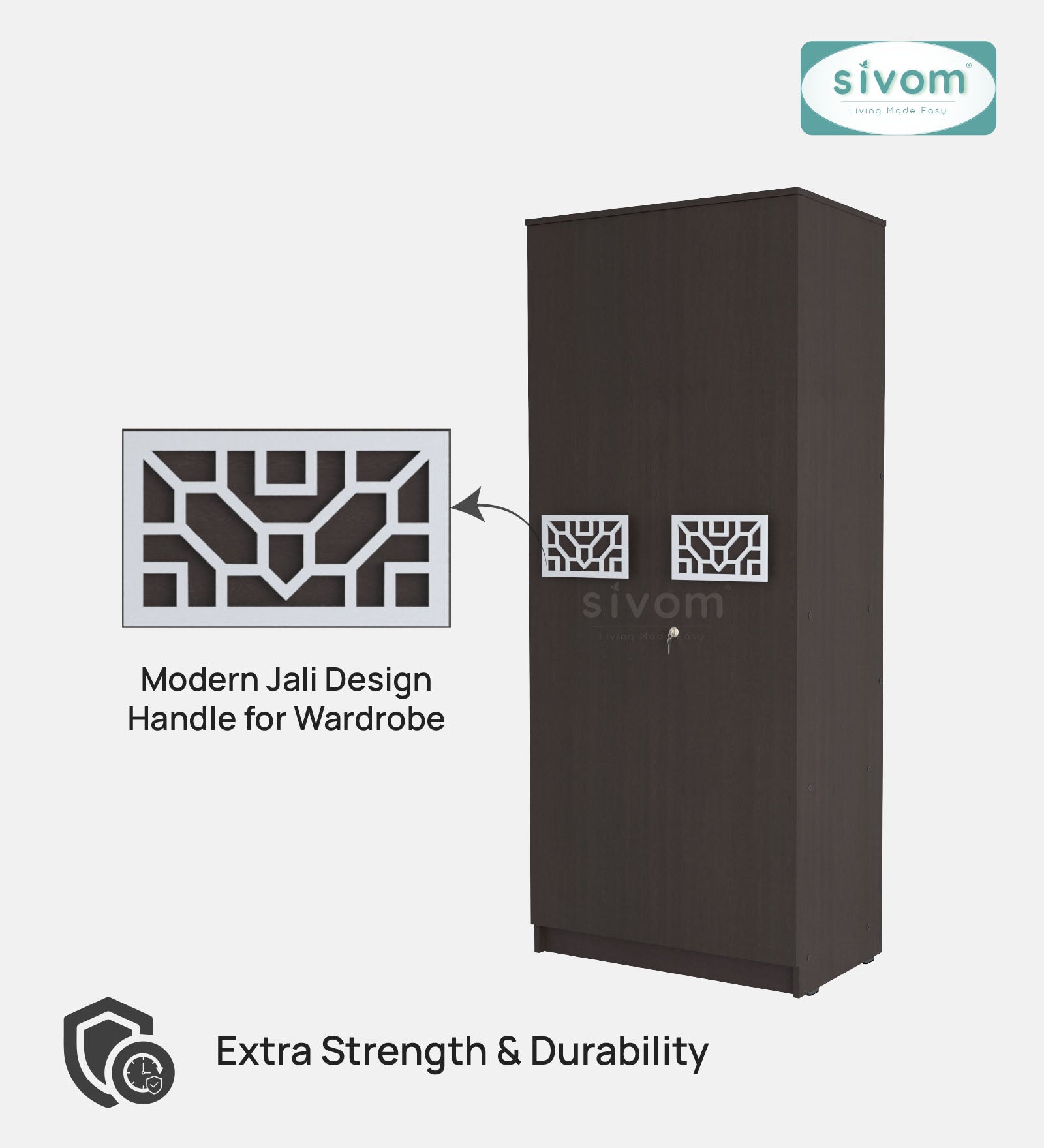 Sivom SIVOM Spacy Multipurpose 2 Door Wardrobe / Engineered Wood 2 Door Wardrobe for Modern Homes | Elegant Design & Premium Finish