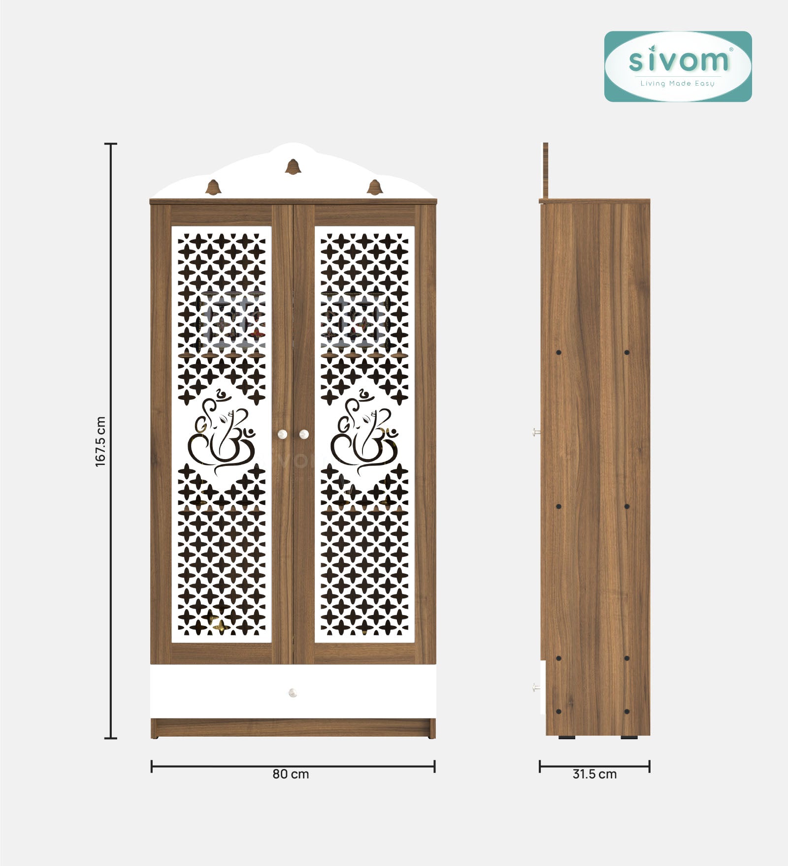 Sivom SIVOM Spree Home Temple/Pooja Unit/Home Mandir/ Engineered Wood Home Temple (Height: 167, Knock Down) for Modern Homes | Elegant Design & Premium Finish